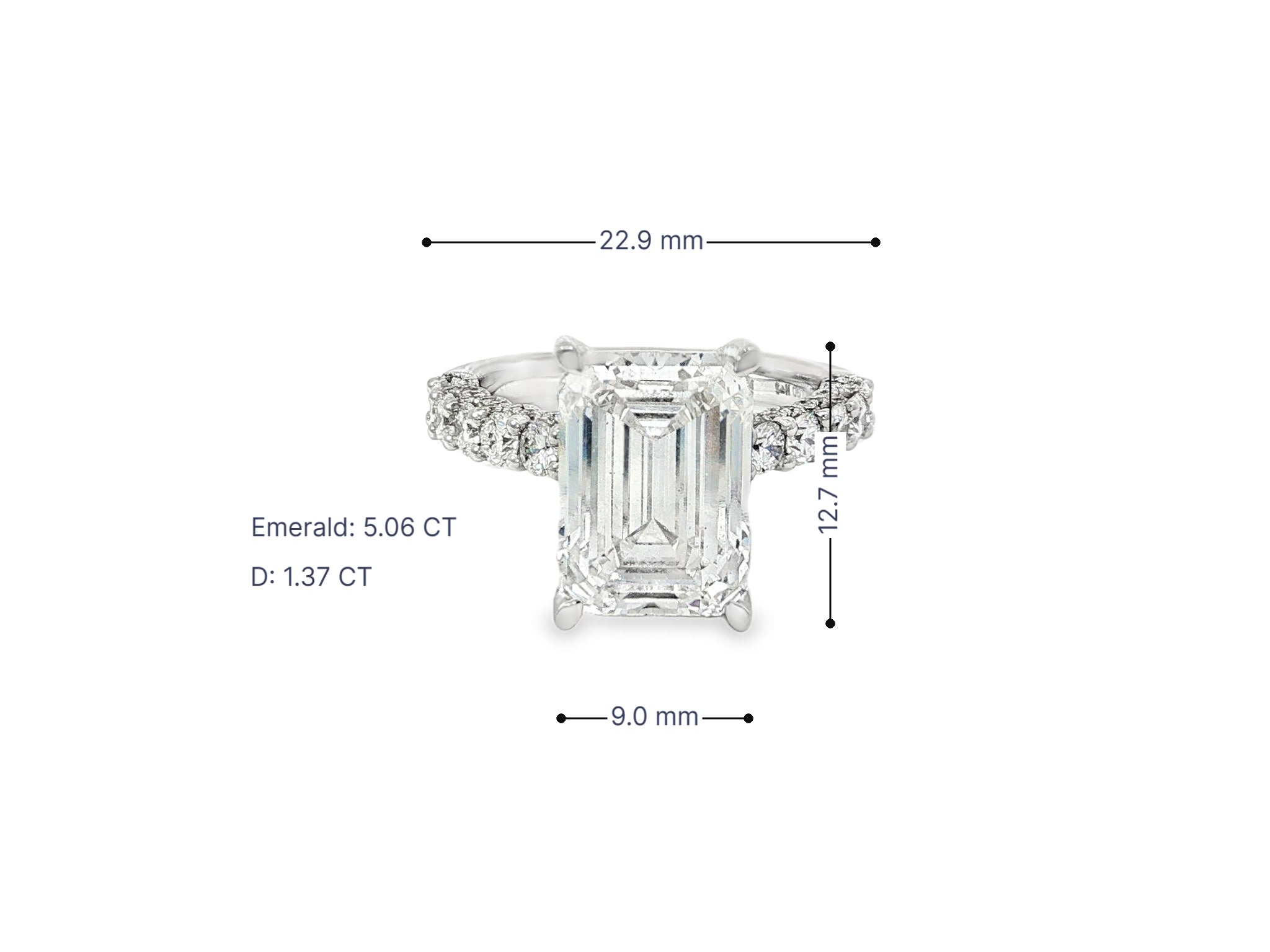 14k Emerald Cut Classic Micropavé Engagement Ring 6.43 CT - AVI THE JEWELER