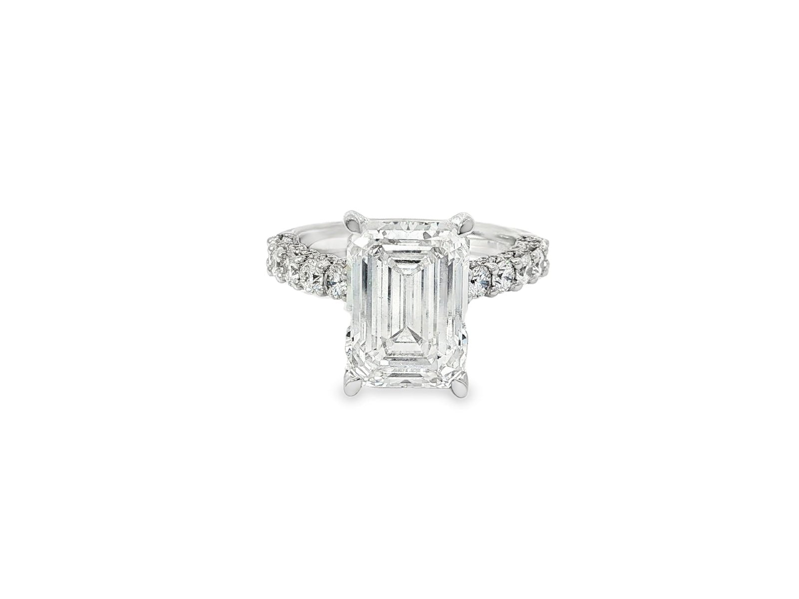 14k Emerald Cut Classic Micropavé Engagement Ring 6.43 CT - AVI THE JEWELER