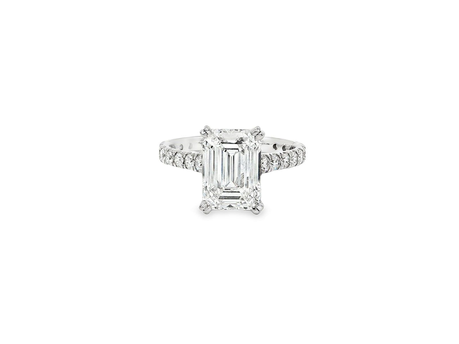 14k Emerald Cut Diamond Cluster Band Engagement Ring 3.75 CT - AVI THE JEWELER