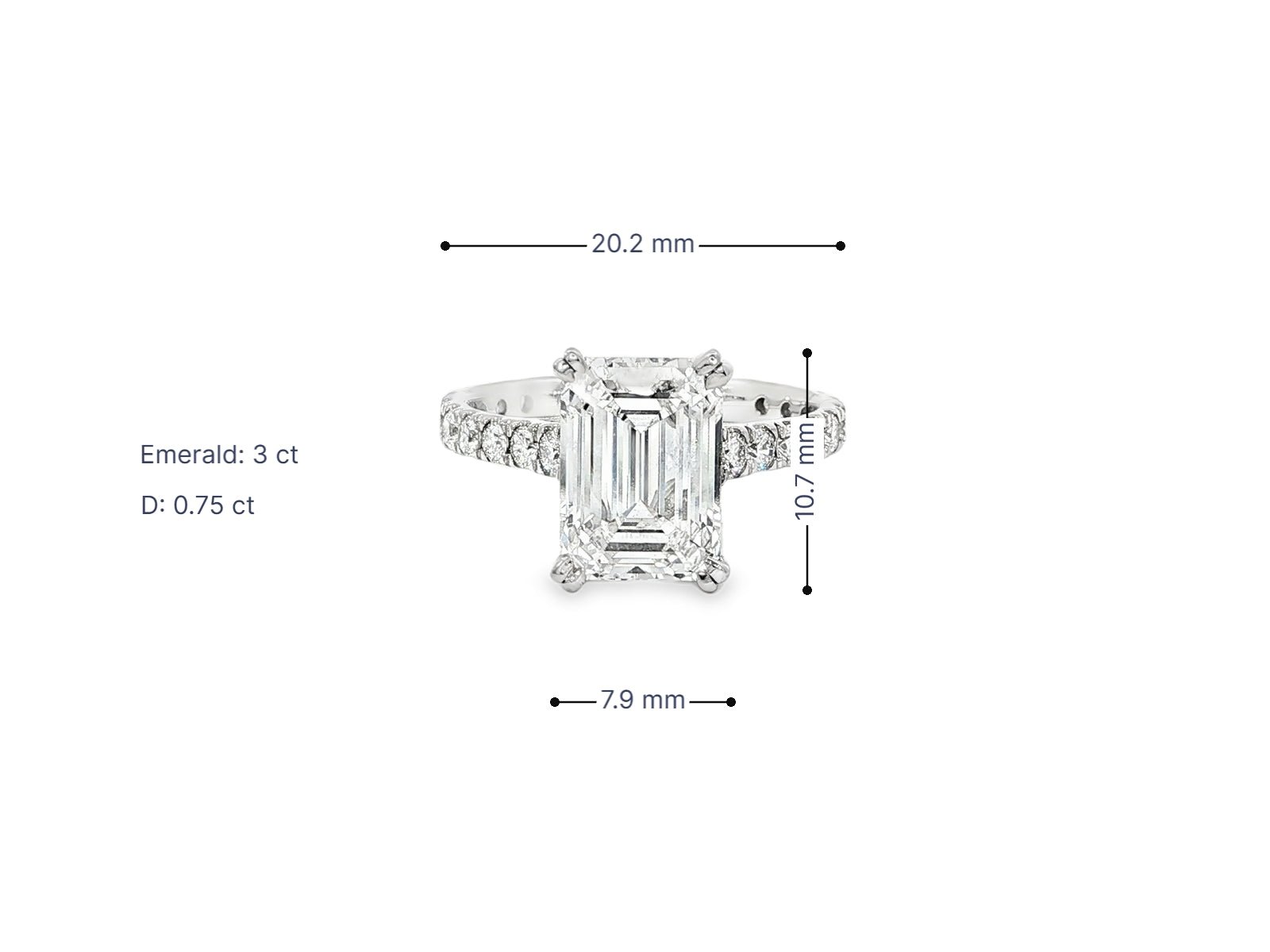 14k Emerald Cut Diamond Cluster Band Engagement Ring 3.75 CT - AVI THE JEWELER