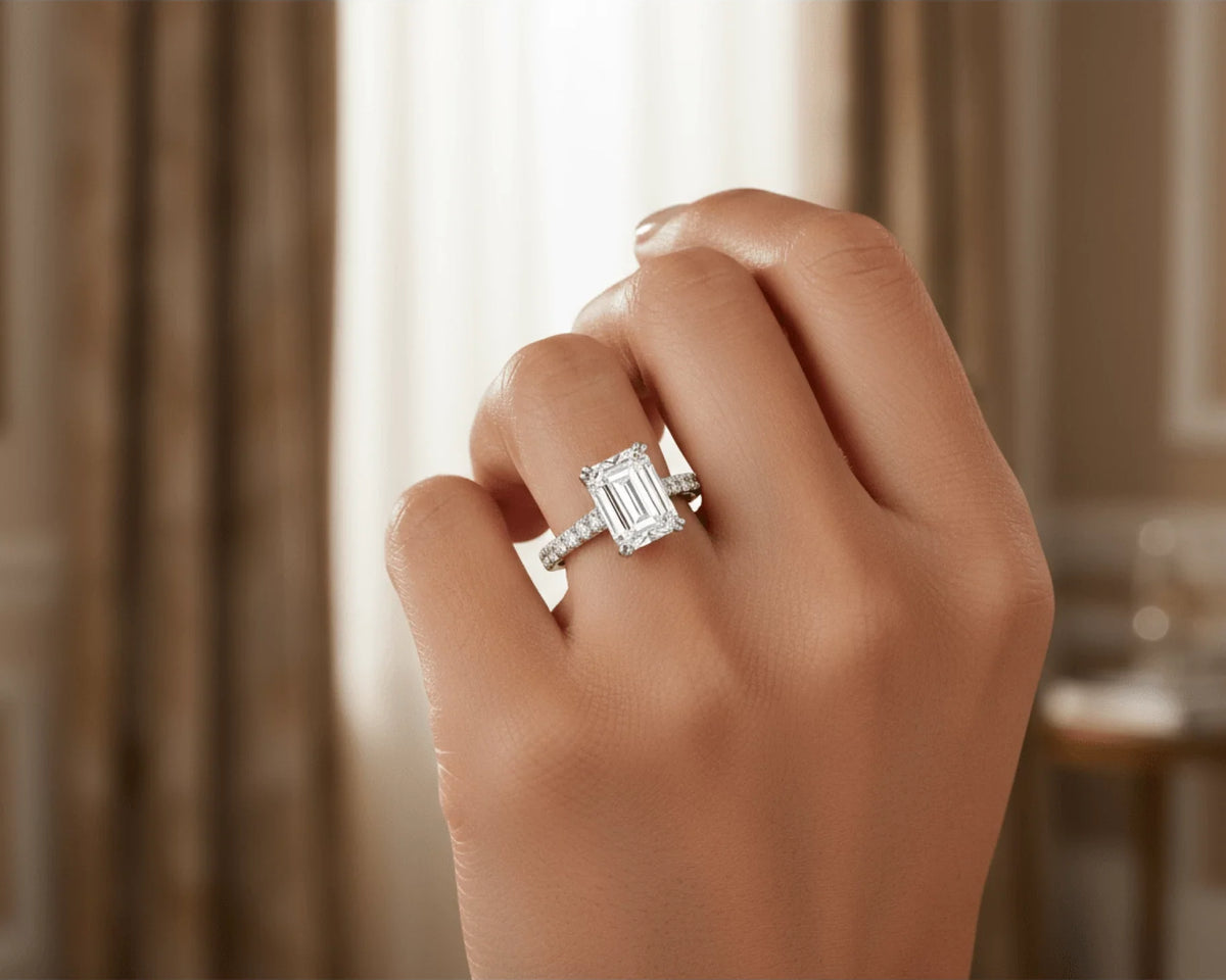 14k Emerald Cut Diamond Cluster Band Engagement Ring 3.75 CT – view 2