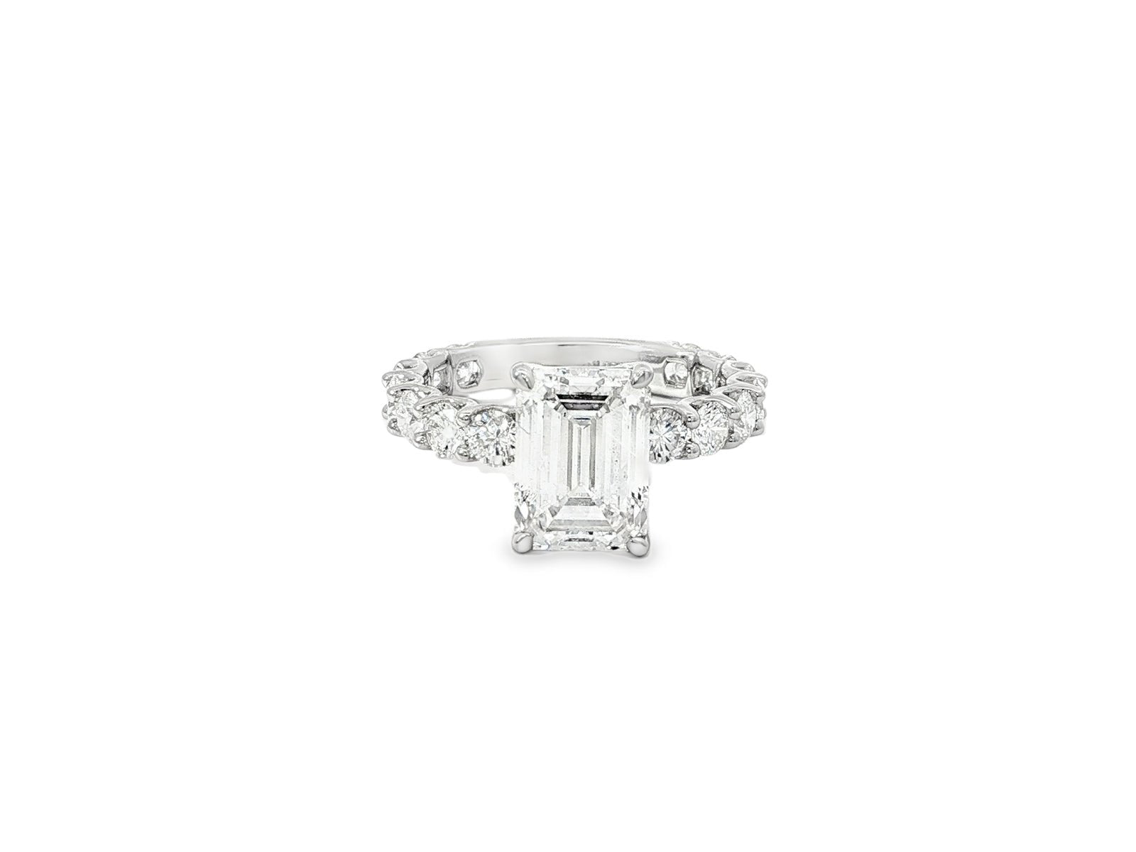 14k Emerald Cut Diamond Cluster Band Engagement Ring 4.61 CT - AVI THE JEWELER