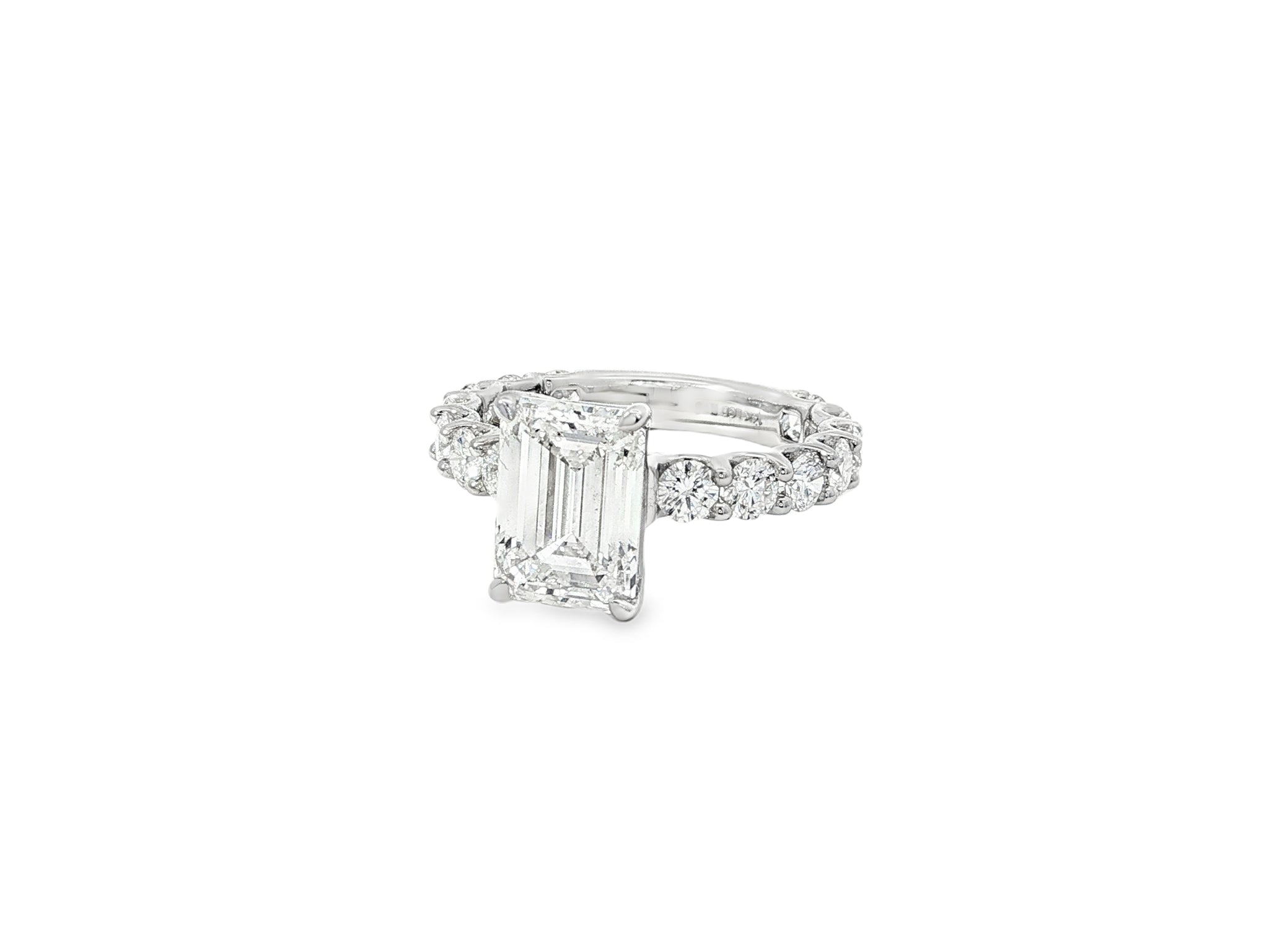 14k Emerald Cut Diamond Cluster Band Engagement Ring 4.61 CT - AVI THE JEWELER
