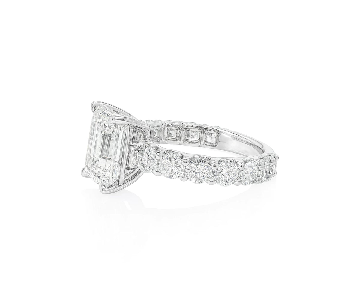 14k Emerald-Cut Diamond Round-Accent Engagement Ring 6.05 CT – lifestyle 2338