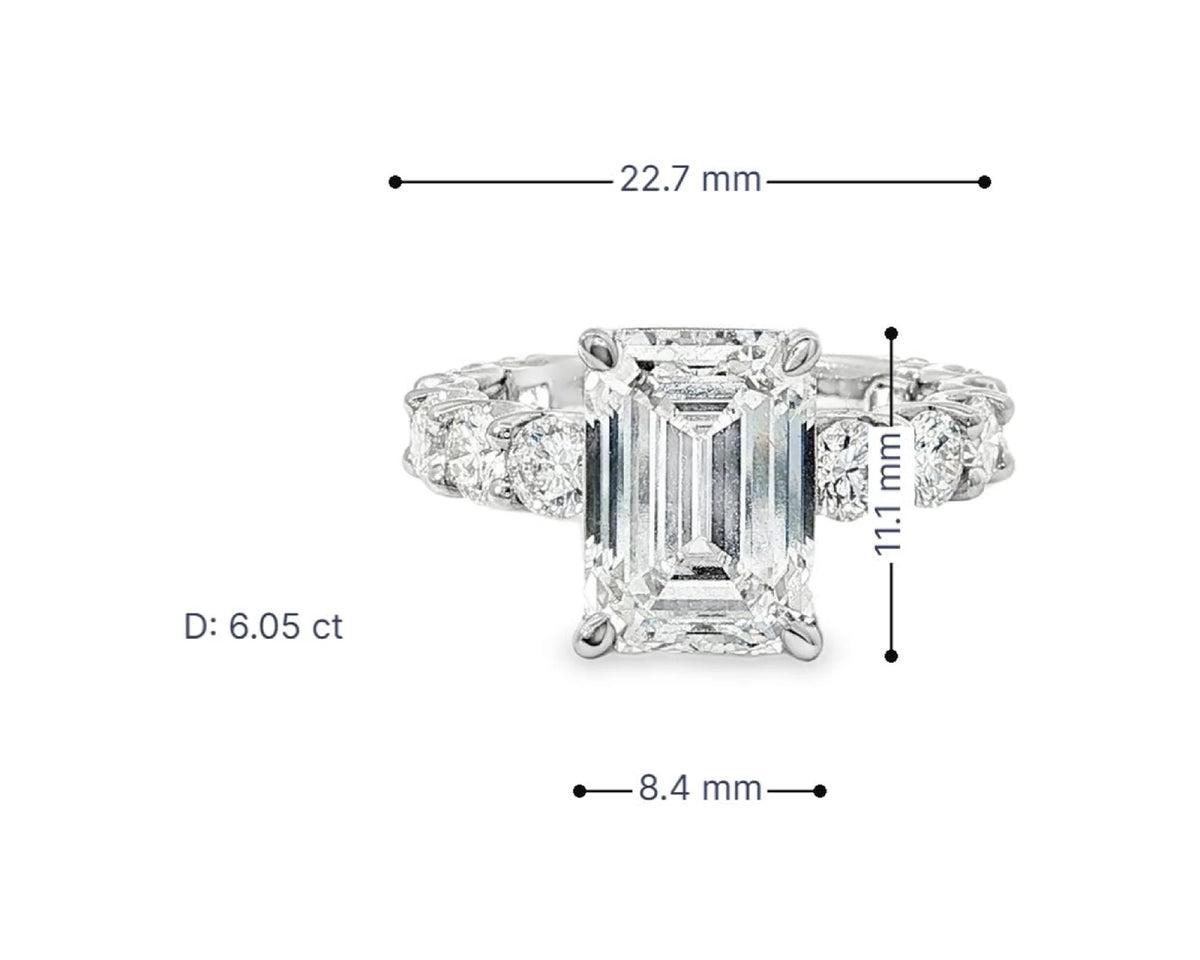14k Emerald-Cut Diamond Round-Accent Engagement Ring 6.05 CT – lifestyle 3088