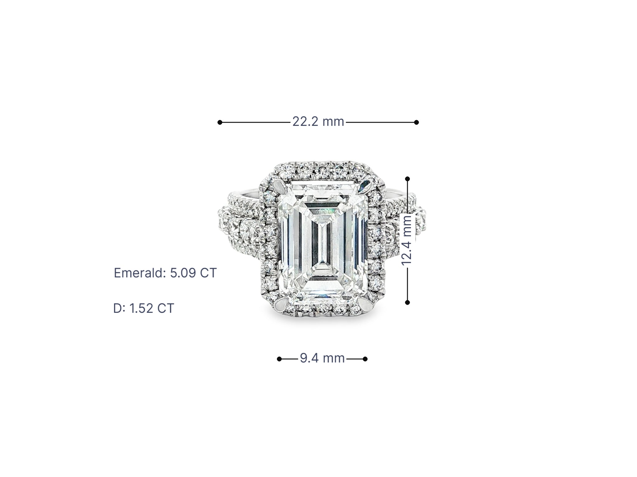 14k Emerald Cut Double Halo Split - Shank Engagement Ring 6.61 CT - AVI THE JEWELER