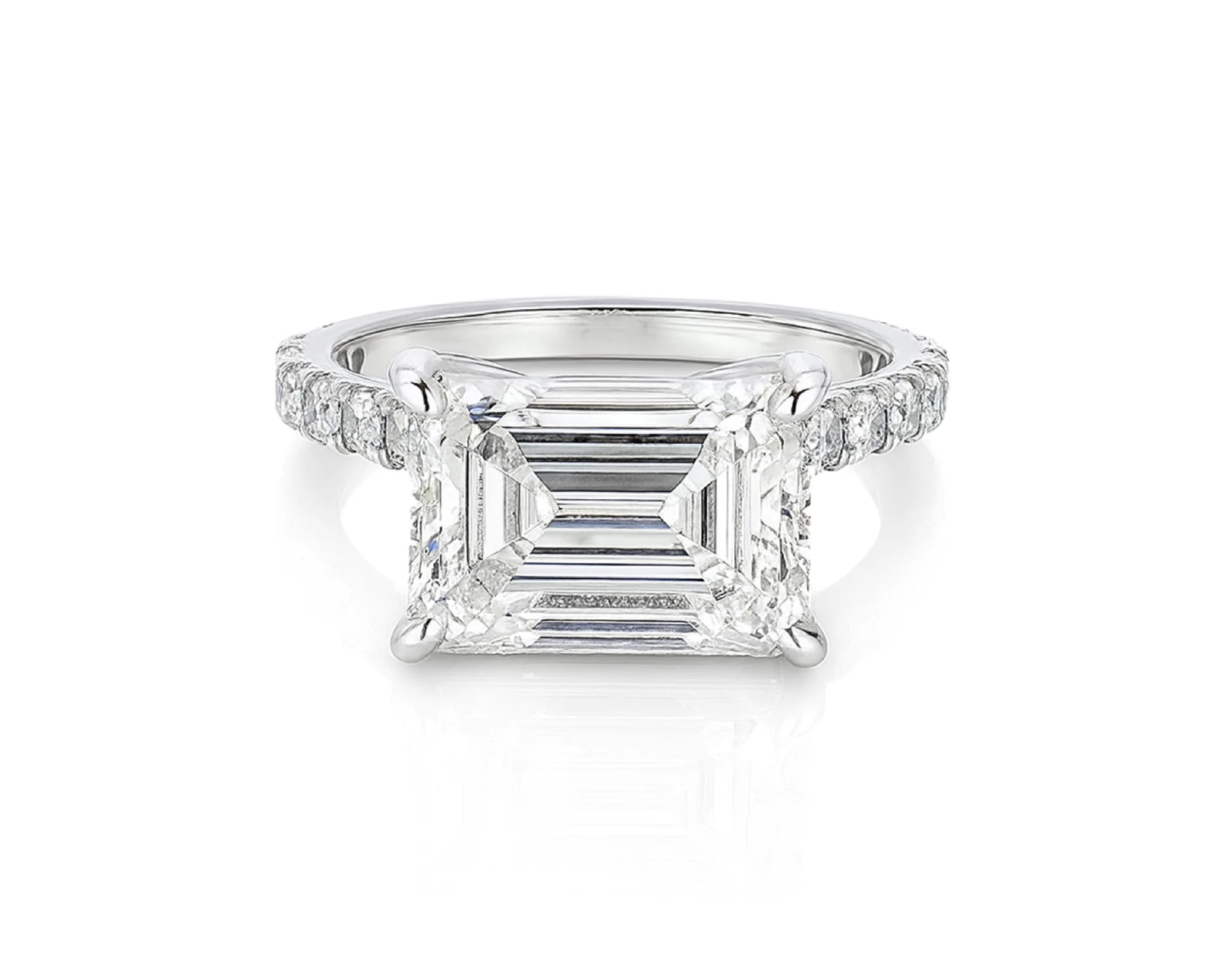 14k Emerald Cut East to West Petite Micropavé Engagement Ring 5.66 CT – lifestyle 2621