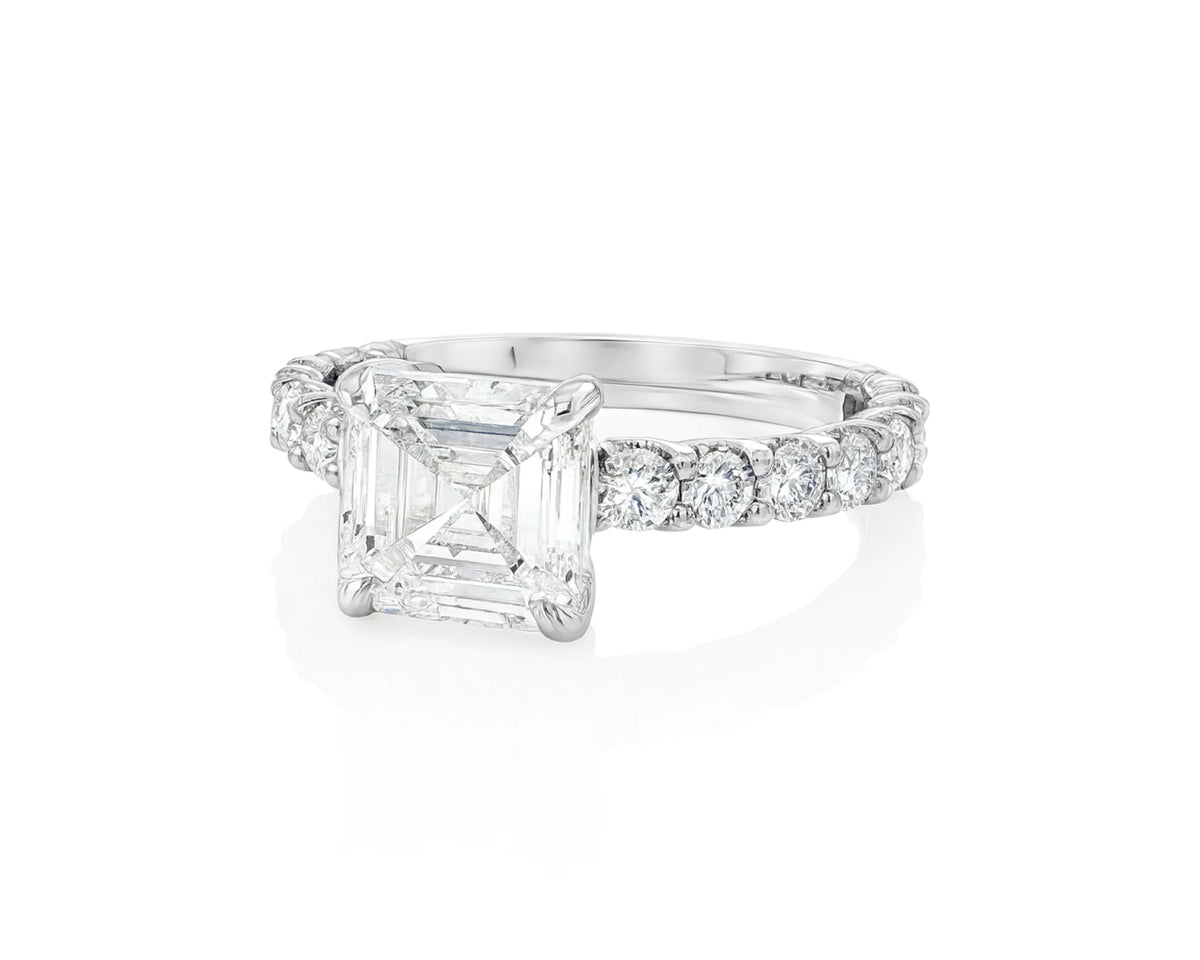 14k Emerald Cut Elevated Micropavé Diamond Band Engagement Ring 2.90ct – lifestyle 2250