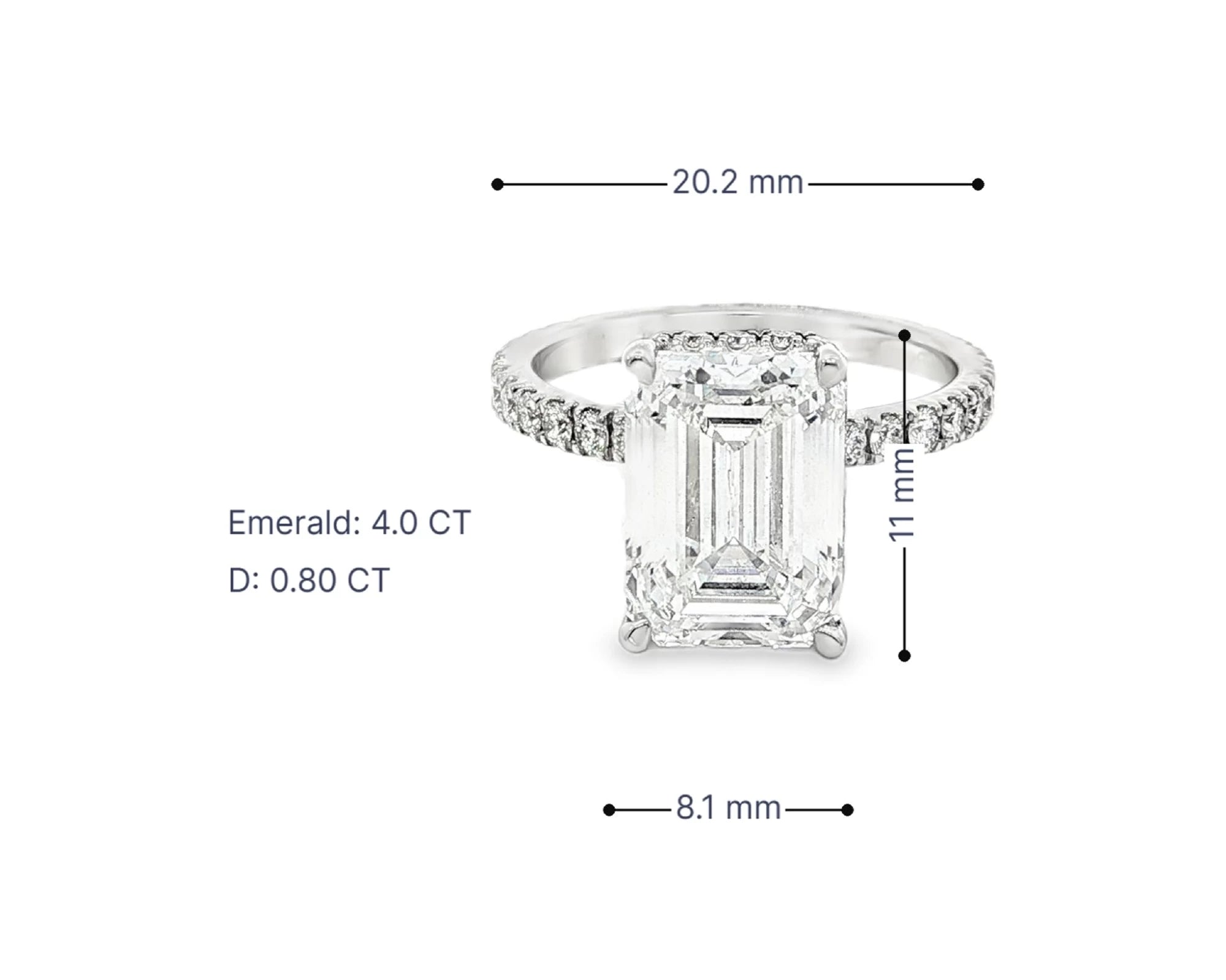 14k Emerald Cut Petite Micropavé Engagement Ring 4.80 CT – lifestyle 3104