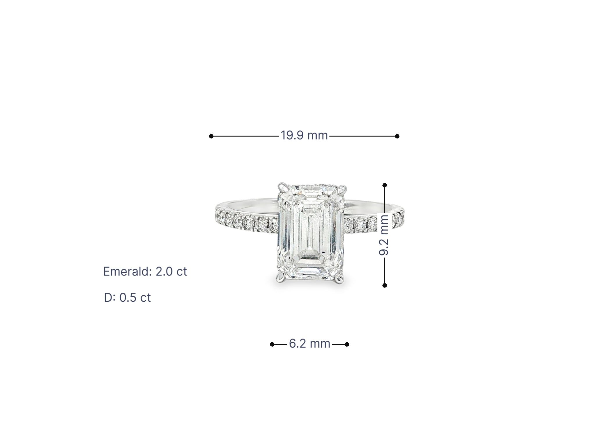 14k Emerald Cut Prestige Sleek Micropavé Engagement Ring 2.50 CT - AVI THE JEWELER