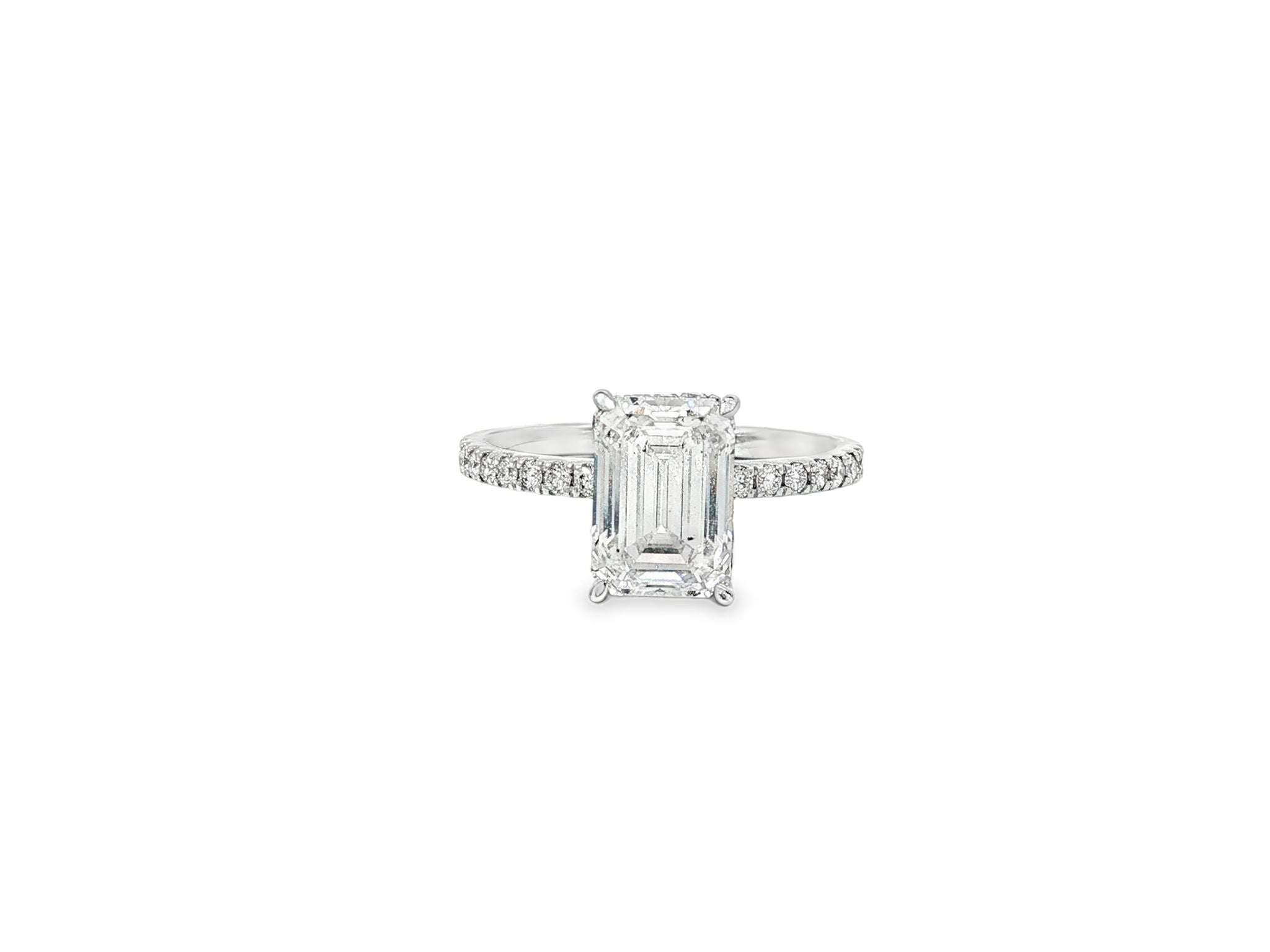 14k Emerald Cut Prestige Sleek Micropavé Engagement Ring 2.50 CT - AVI THE JEWELER