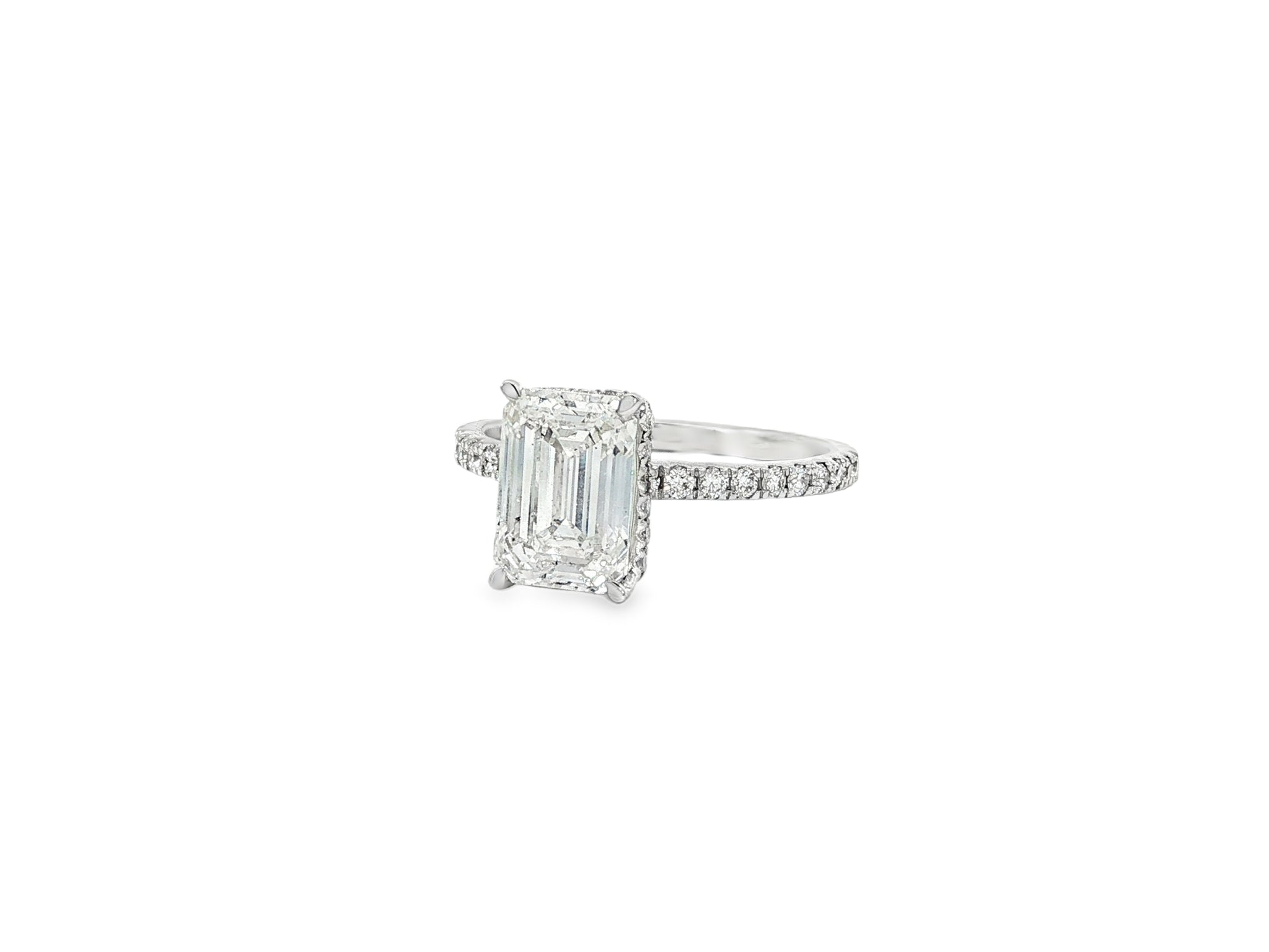 14k Emerald Cut Prestige Sleek Micropavé Engagement Ring 2.50 CT - AVI THE JEWELER
