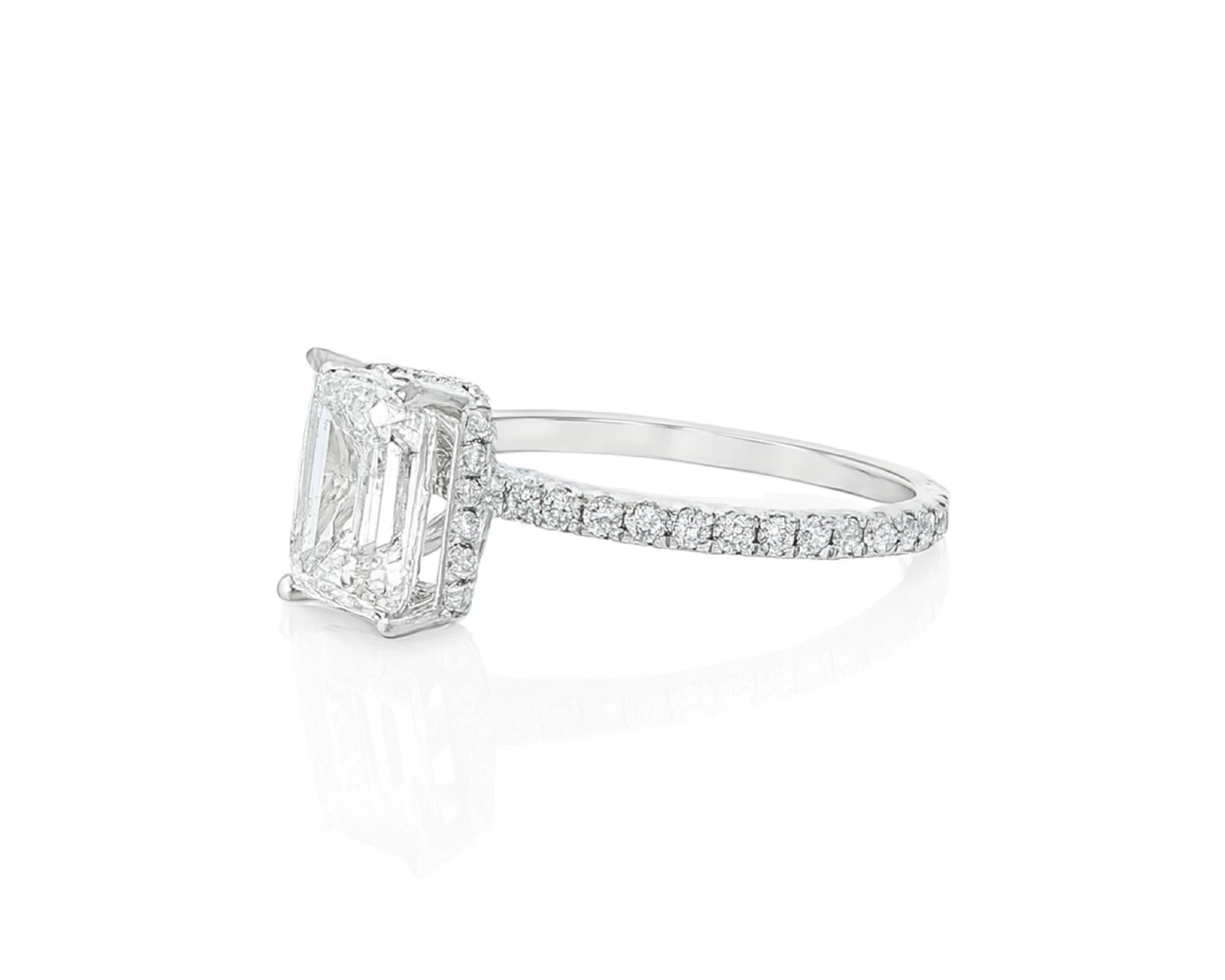 14k Emerald Cut Prestige Sleek Micropavé Engagement Ring 2.50 CT – lifestyle 2262