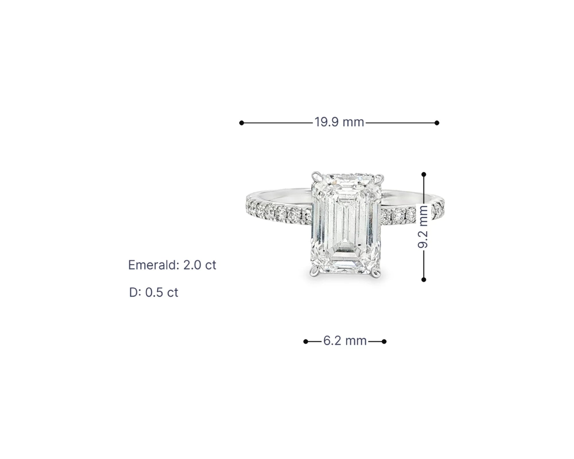 14k Emerald Cut Prestige Sleek Micropavé Engagement Ring 2.50 CT – lifestyle 3082