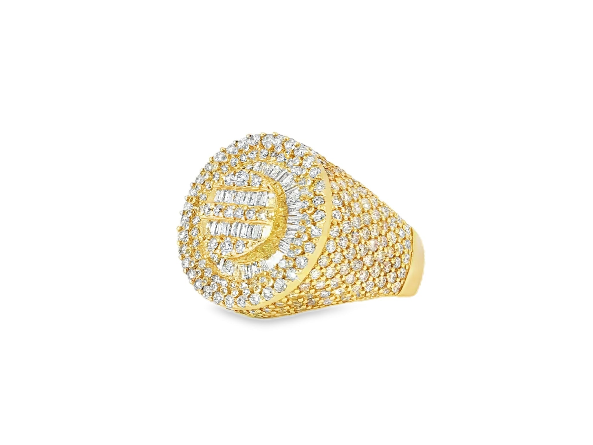 14k Gold 3D Circle Ring with Baguette & Round Diamonds 4.46ct - AVI THE JEWELER