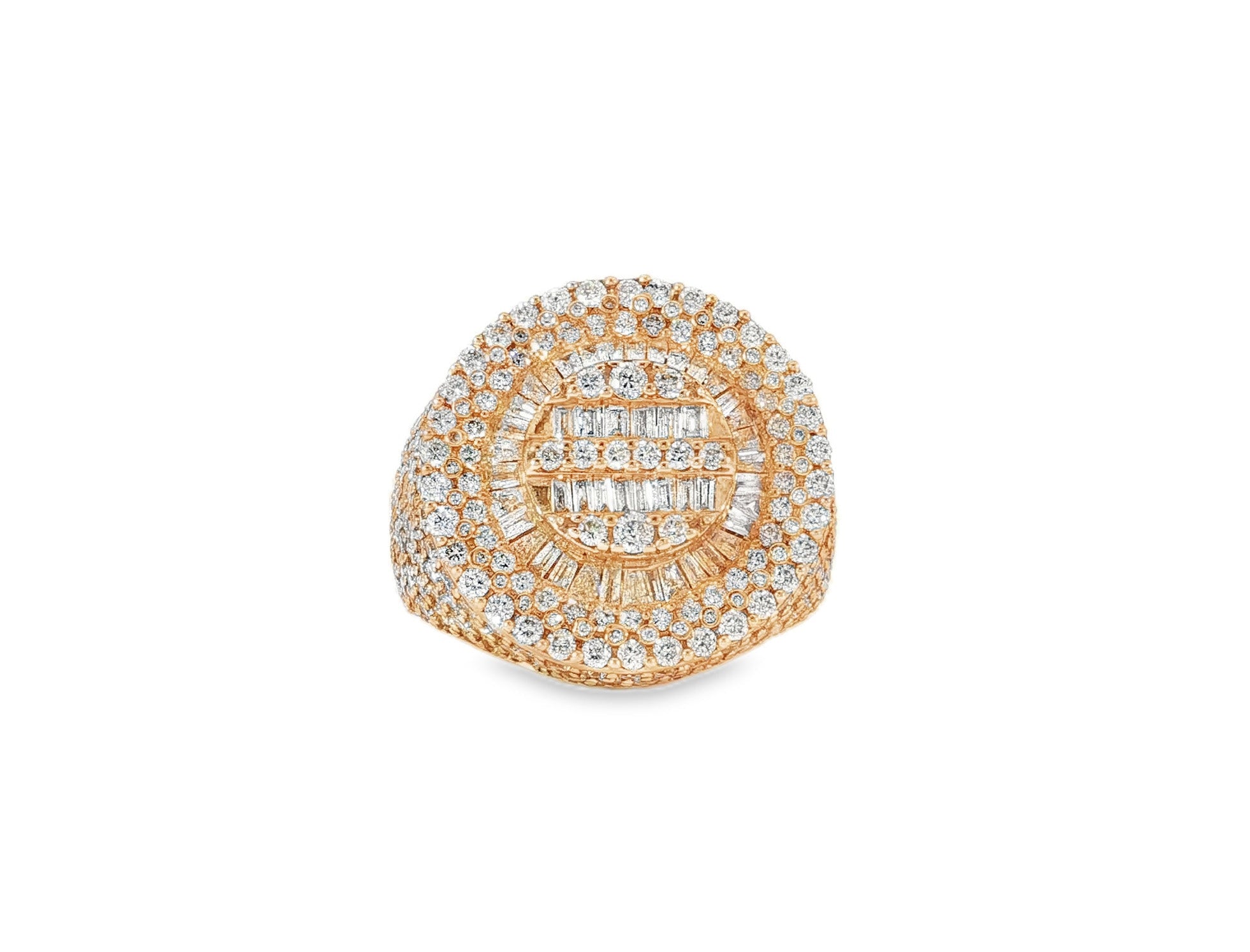 14k Gold 3D Circle Ring with Baguette & Round Diamonds 4.46ct - AVI THE JEWELER