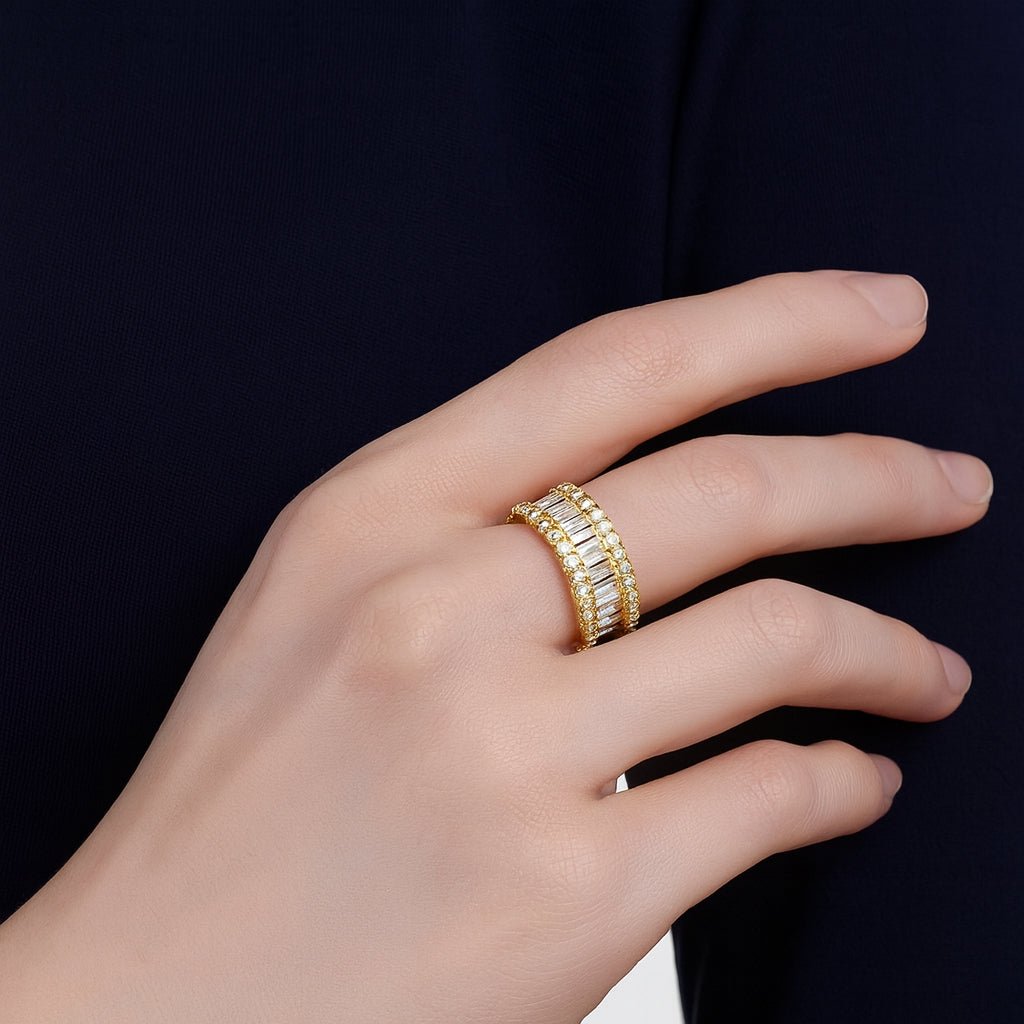 14k Gold Baguette & Round Diamond Eternity Band Ring 3.75ct - AVI THE JEWELER