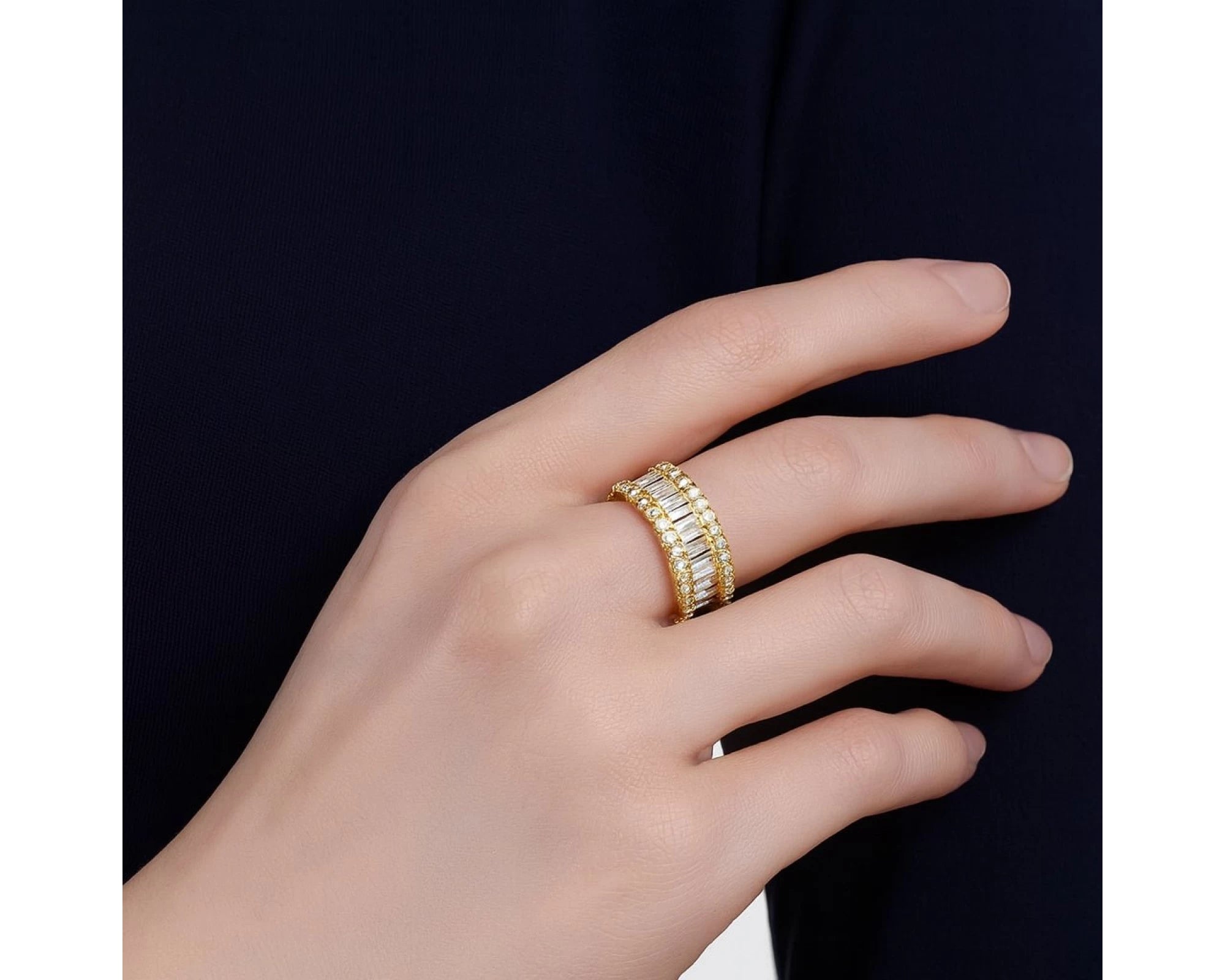 14k Gold Baguette & Round Diamond Eternity Band Ring 3.75ct – view 2
