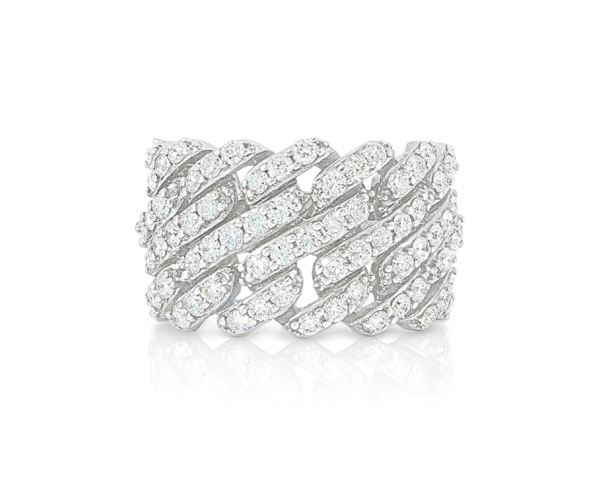 14k Gold Cuban Link Diamond Ring with Full Round Brilliant Cut 2.40ct – lifestyle 1529