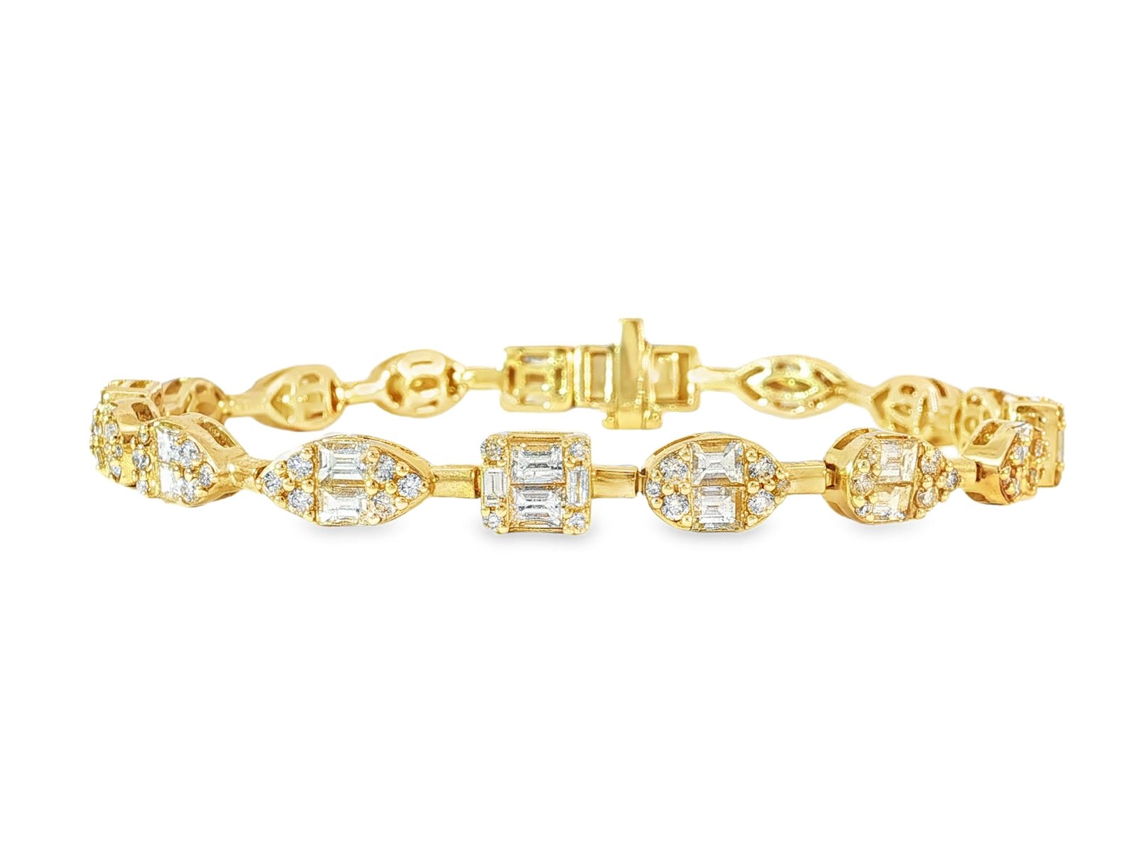 14k Gold Diamond Bracelet with Emerald - Cut & Round Design 5ct - AVI THE JEWELER