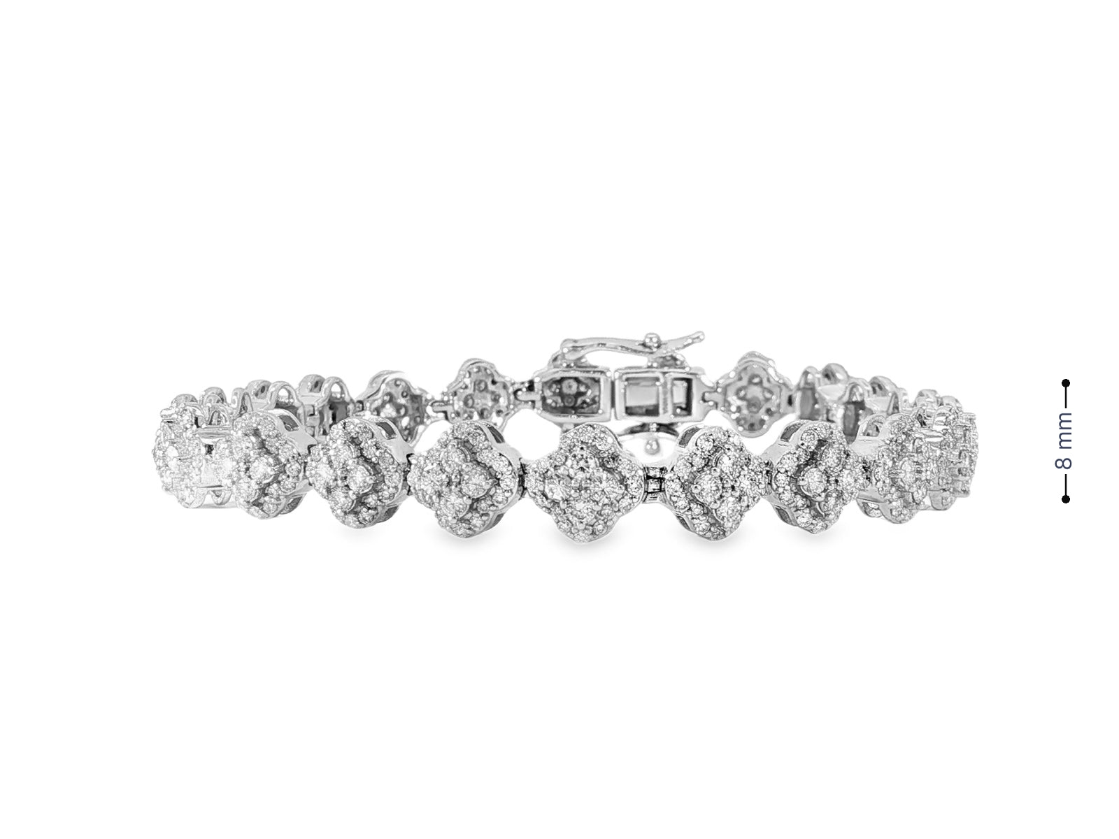 14k Gold Diamond Bracelet with Floral Round - Cut Cluster Design 3.76ct - AVI THE JEWELER