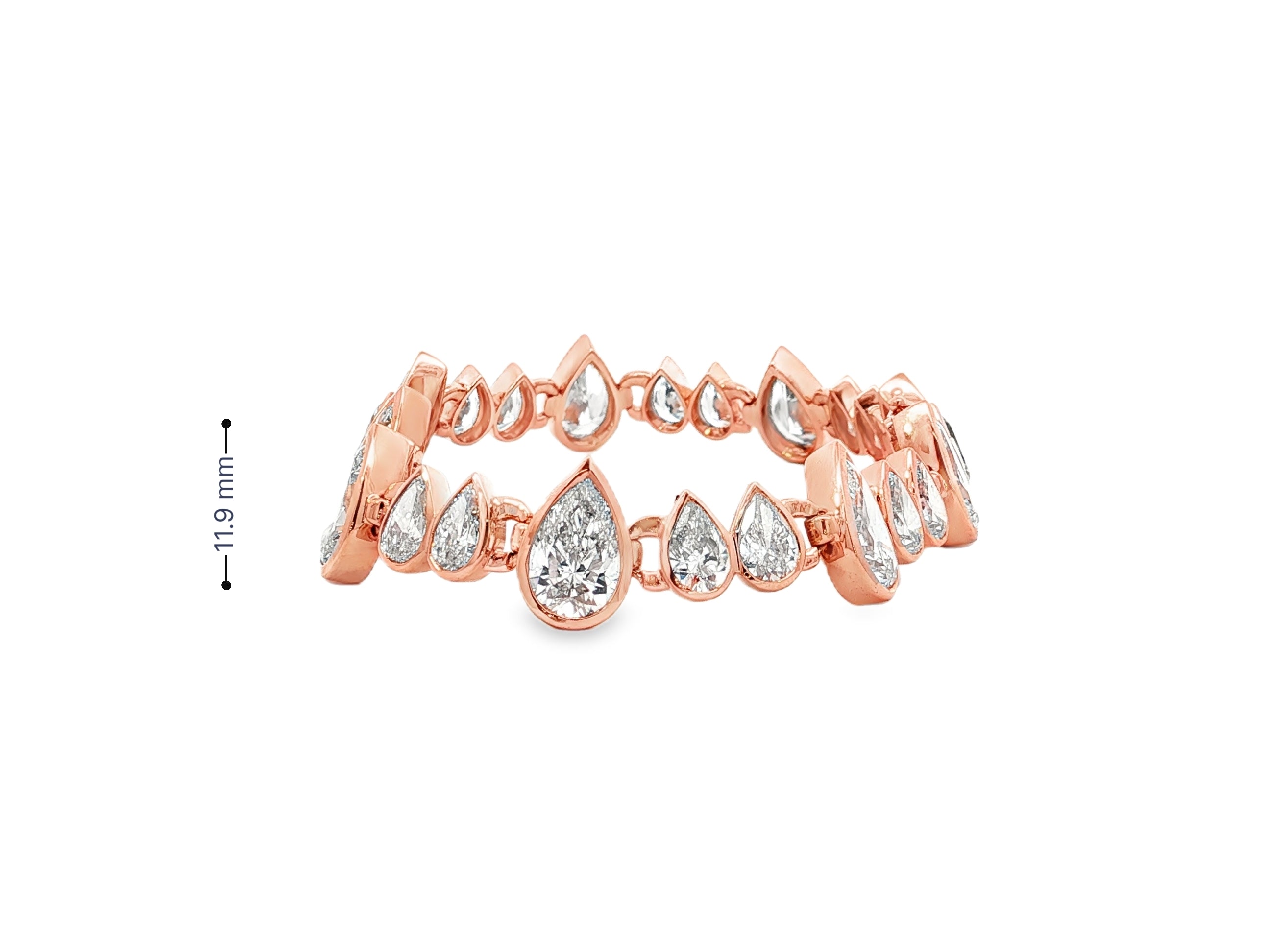 14k Gold Diamond Bracelet with Graduated Pear - Shape Design 22.98ct - AVI THE JEWELER