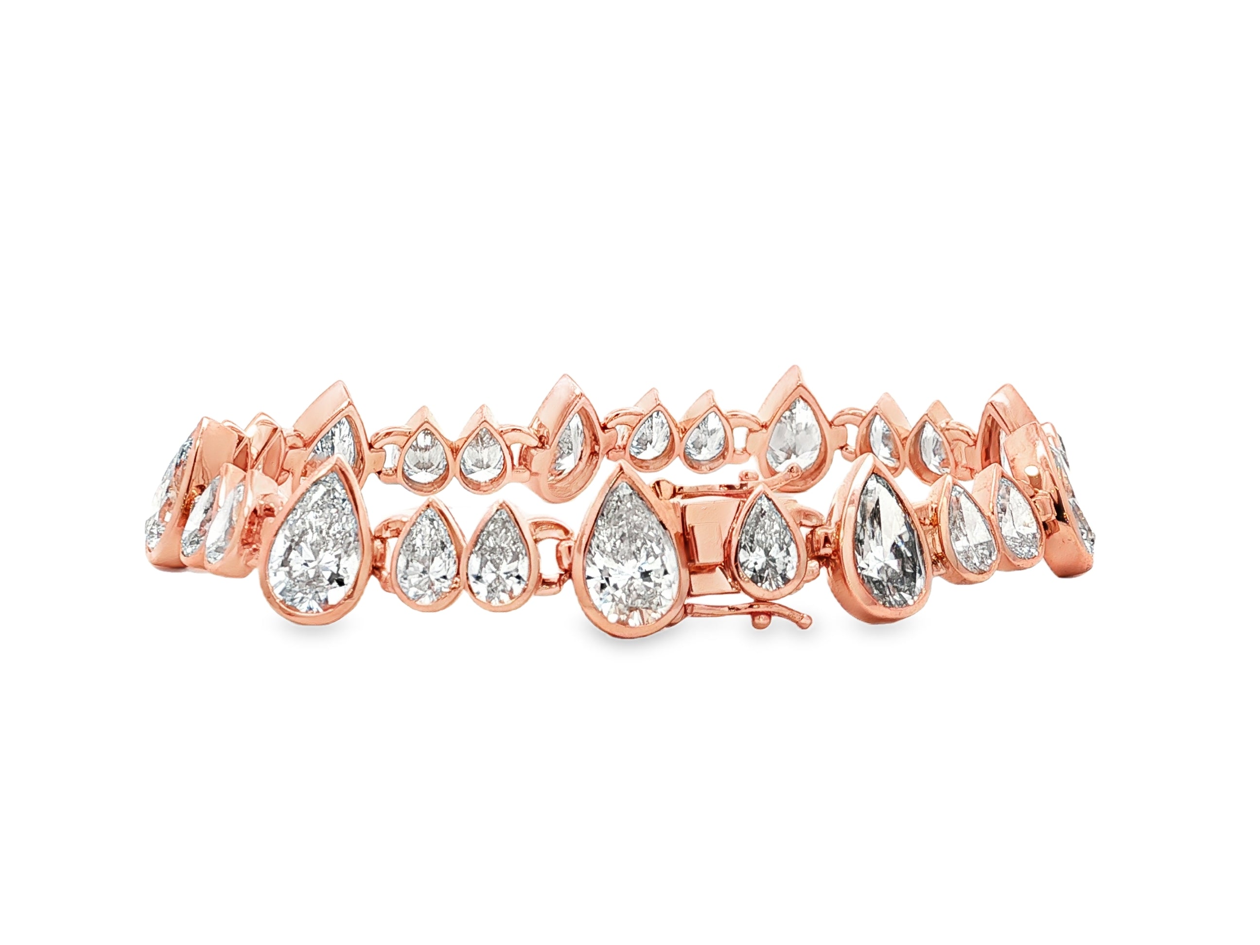 14k Gold Diamond Bracelet with Graduated Pear - Shape Design 22.98ct - AVI THE JEWELER