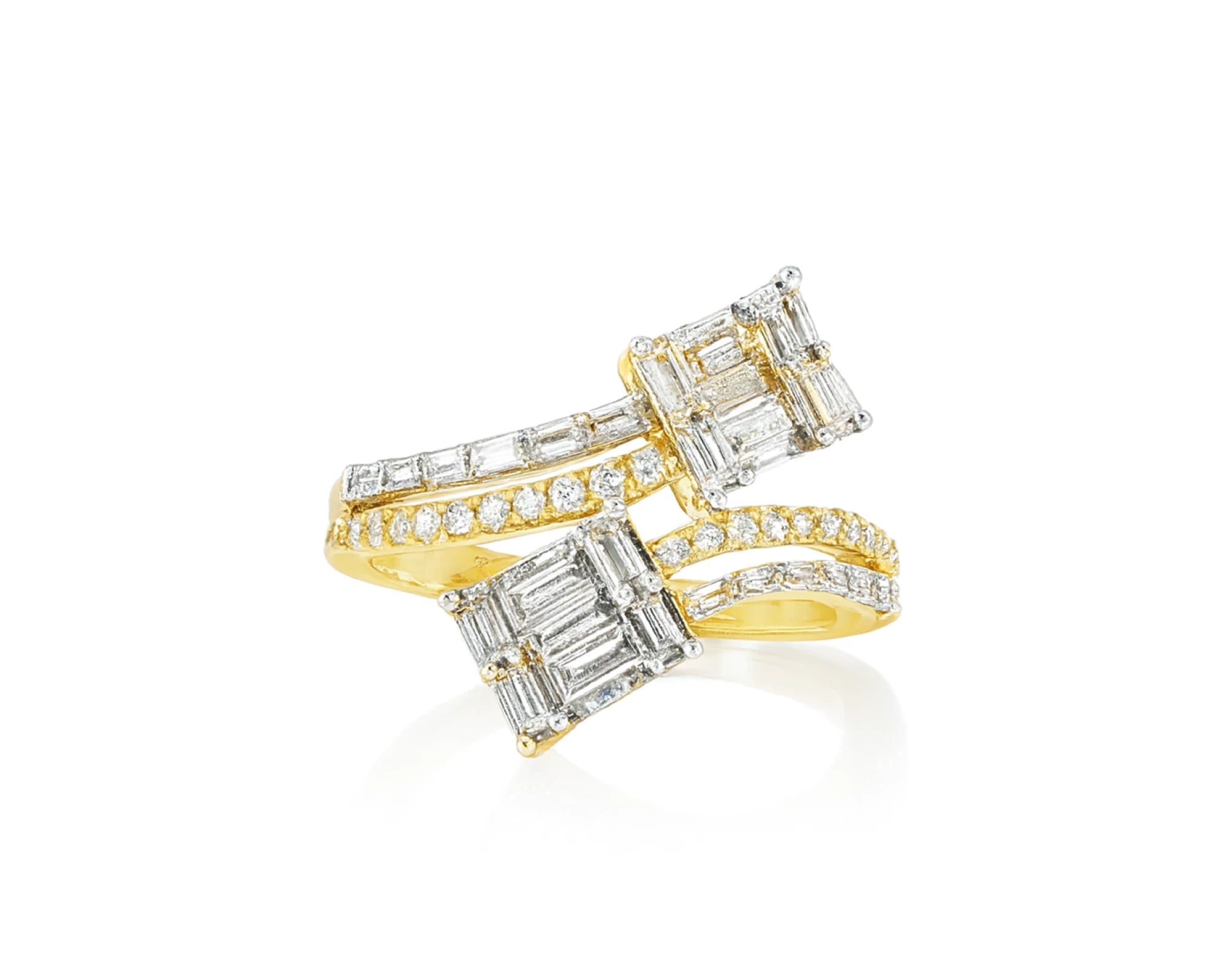 14k Gold Diamond Bypass Ring with Dual Emerald-Cut 0.85ct – lifestyle 1033