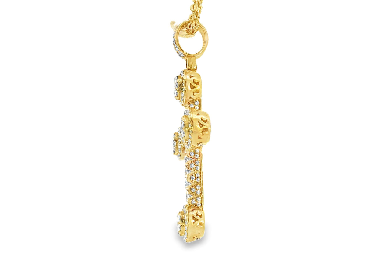 14k Gold Diamond Cross Pendant with Round - Cut Accents 2.50ct - AVI THE JEWELER