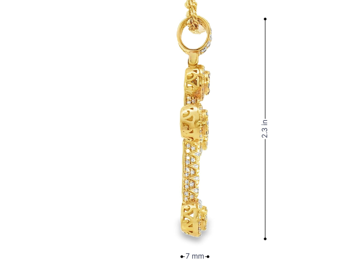 14k Gold Diamond Cross Pendant with Round - Cut Accents 2.50ct - AVI THE JEWELER