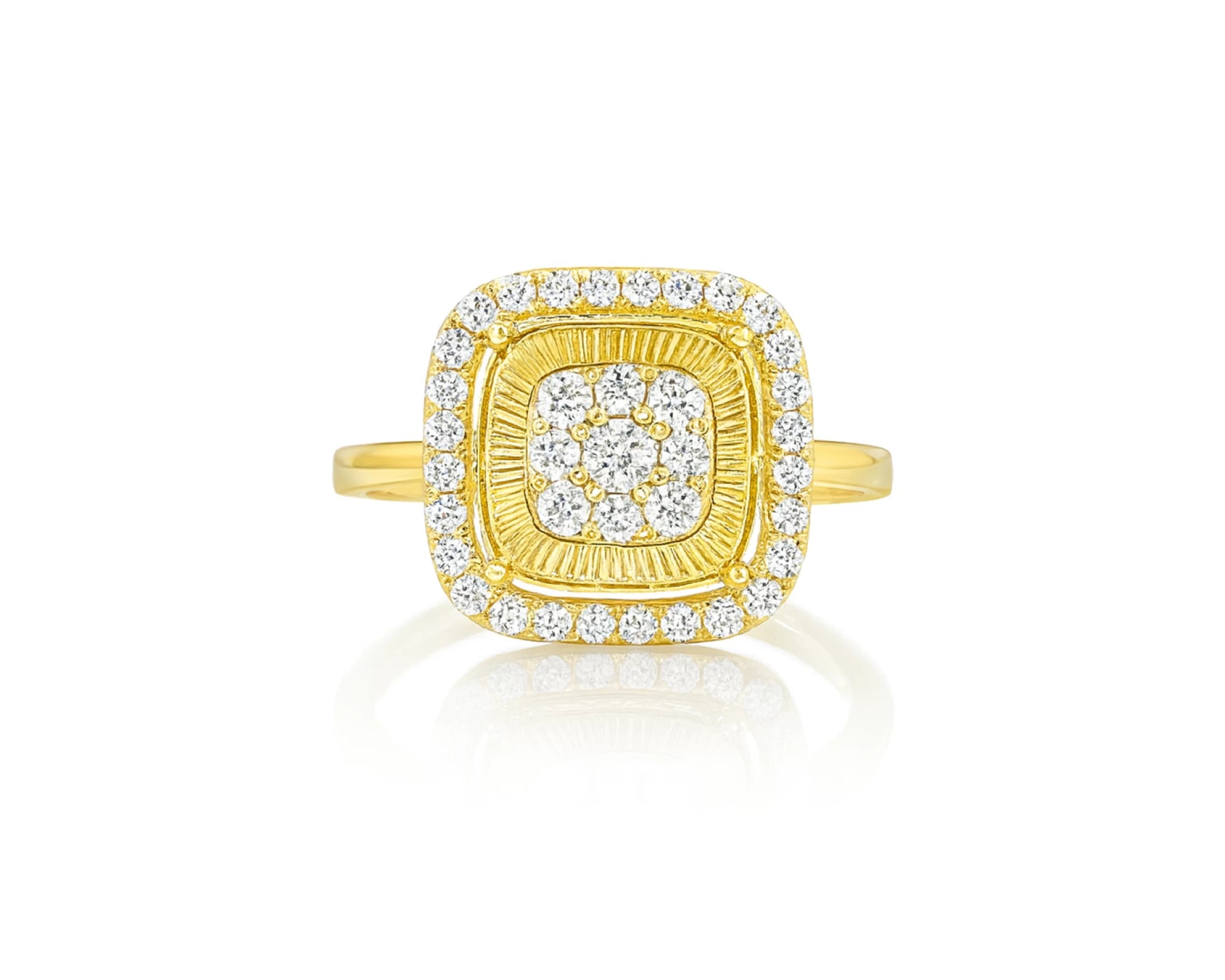 14k Gold Diamond Cushion Halo Ring with Round Cluster Center 0.55ct – lifestyle 638