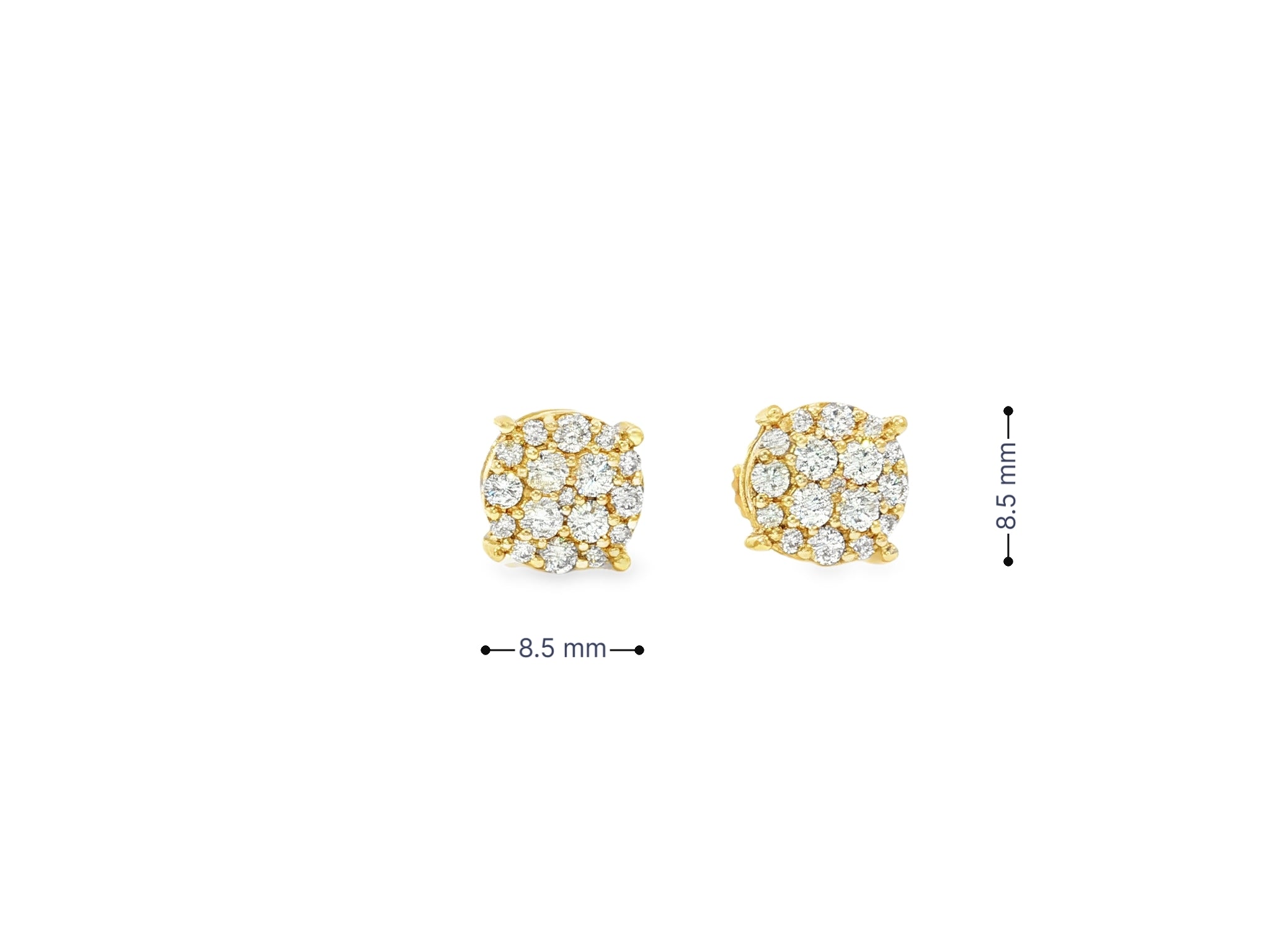 14k Gold Diamond Earrings with Round Cluster Design 2.30ct - AVI THE JEWELER