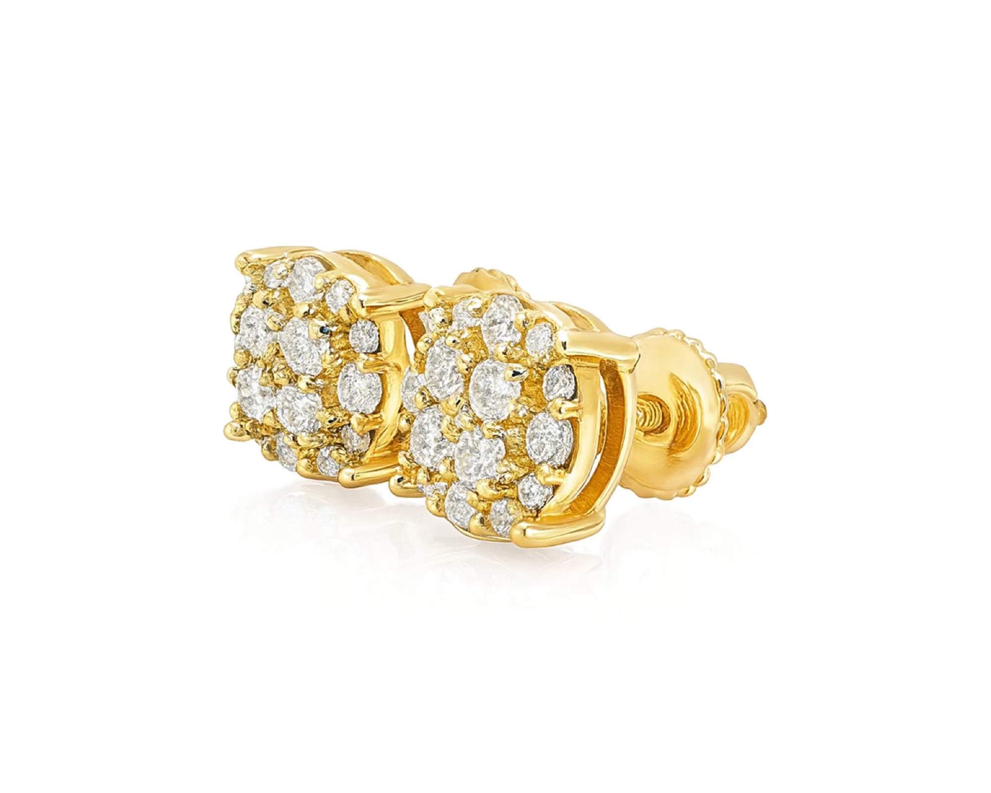 14k Gold Diamond Earrings with Round Cluster Design 2.30ct – lifestyle 3893