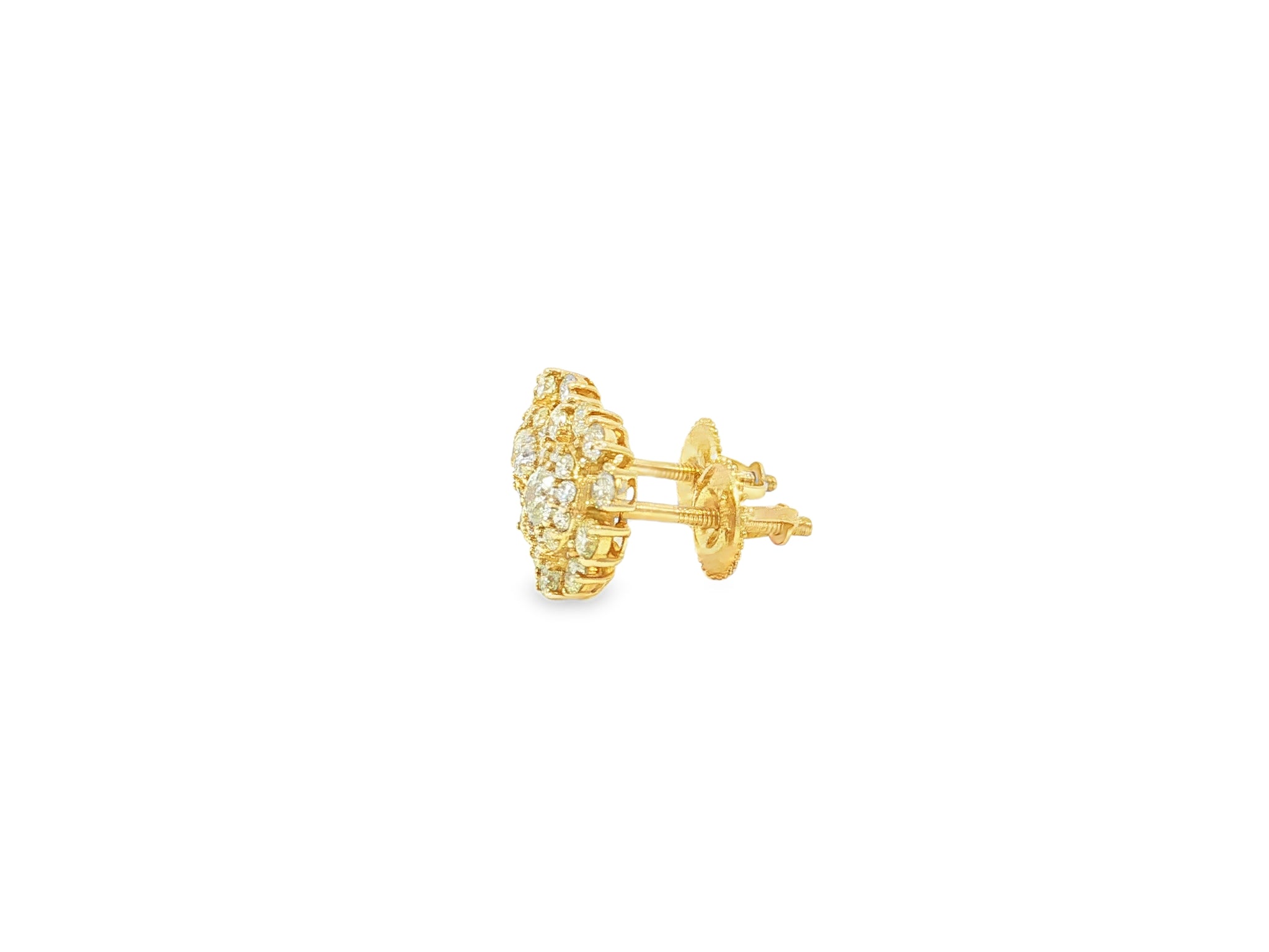 14k Gold Diamond Earrings with Round Cluster Floral Design 1.06ct - AVI THE JEWELER