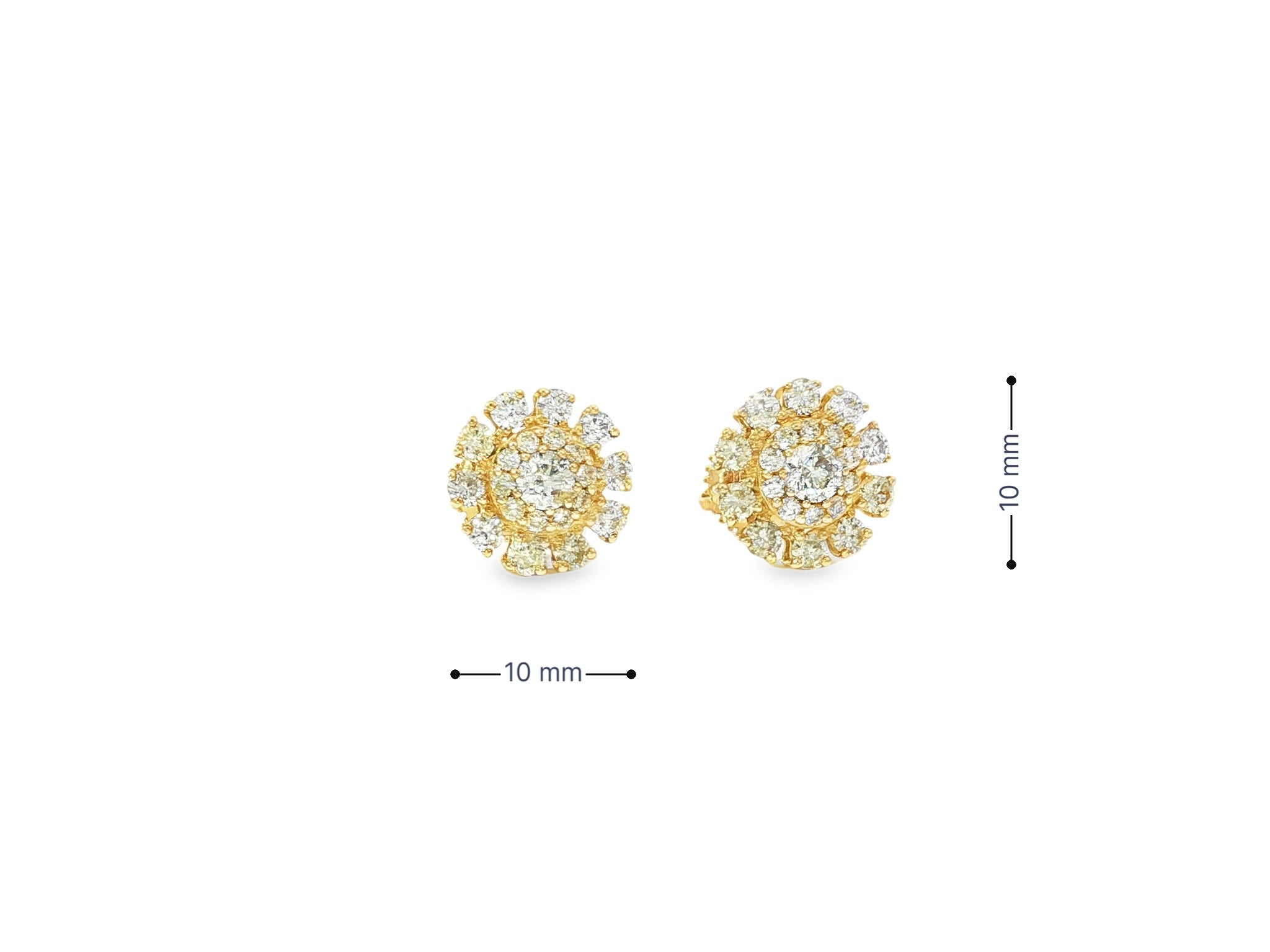 14k Gold Diamond Earrings with Round Cluster Floral Design 1.06ct - AVI THE JEWELER
