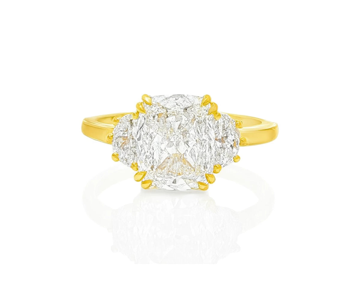 14k Gold Diamond Emerald-Cut Halo Ring with & Accent Diamonds 3.10 CT – lifestyle 2030