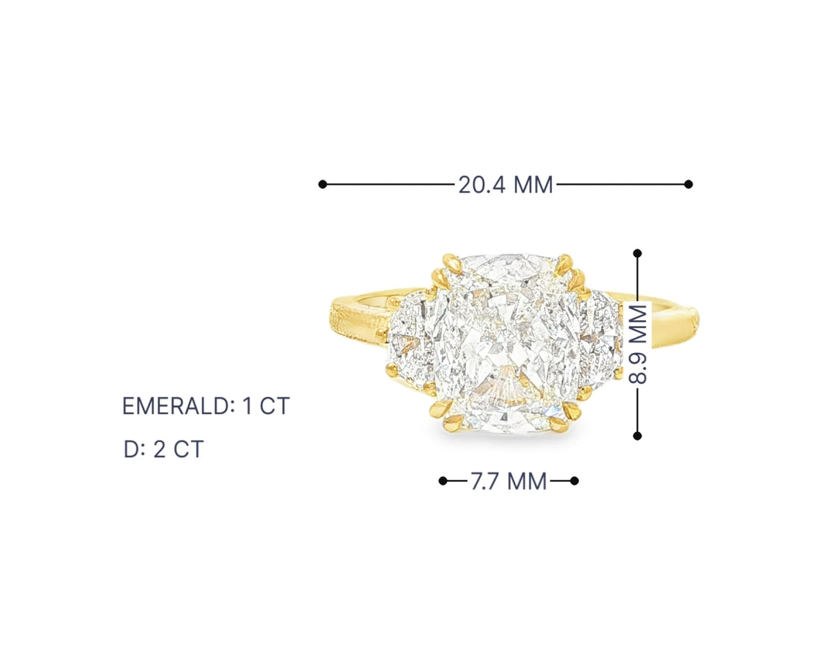 14k Gold Diamond Emerald-Cut Halo Ring with & Accent Diamonds 3.10 CT – lifestyle 3067