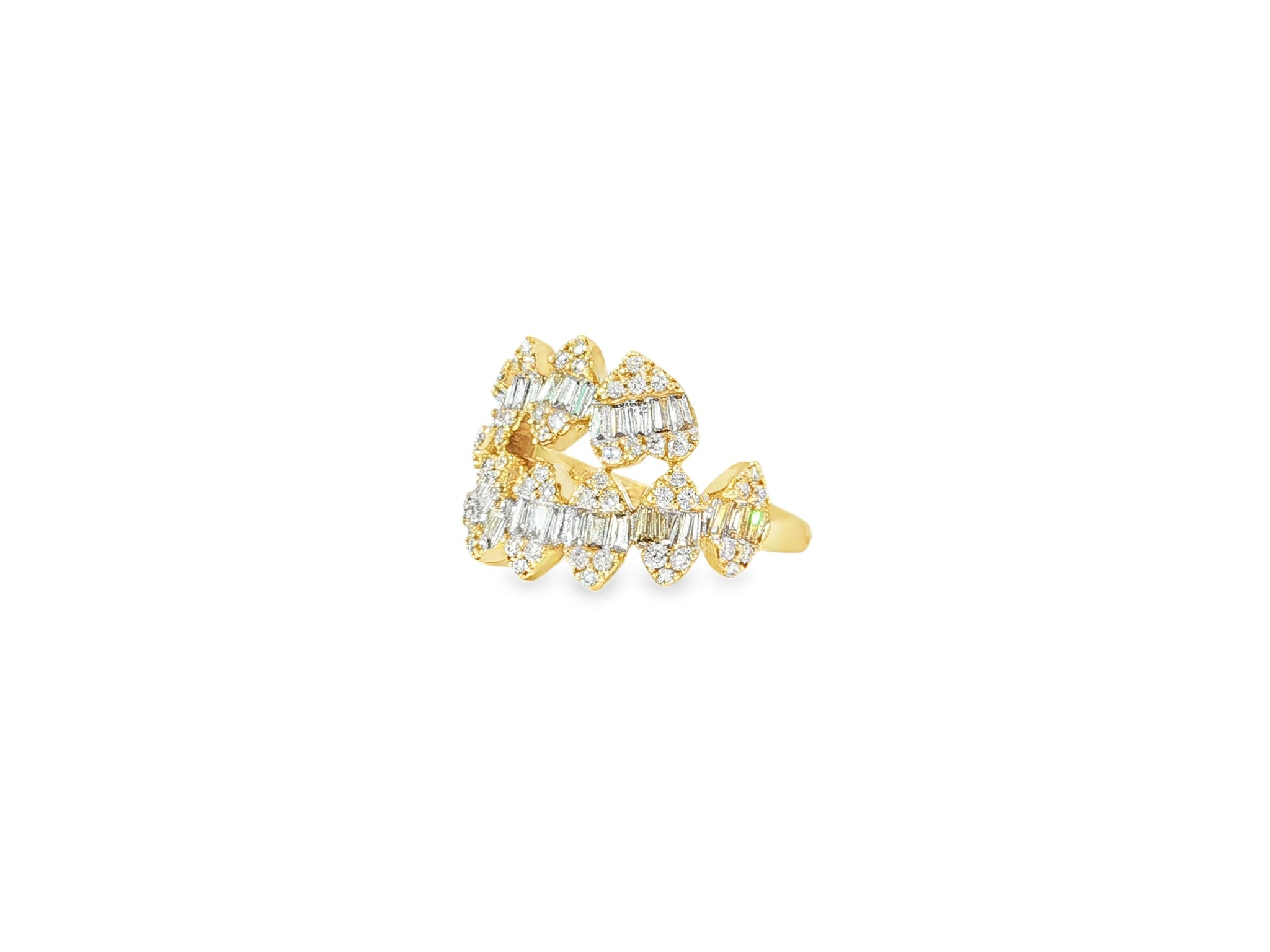 14k Gold Diamond Floral Eternity Ring with Baguette & Round 1.10ct - AVI THE JEWELER