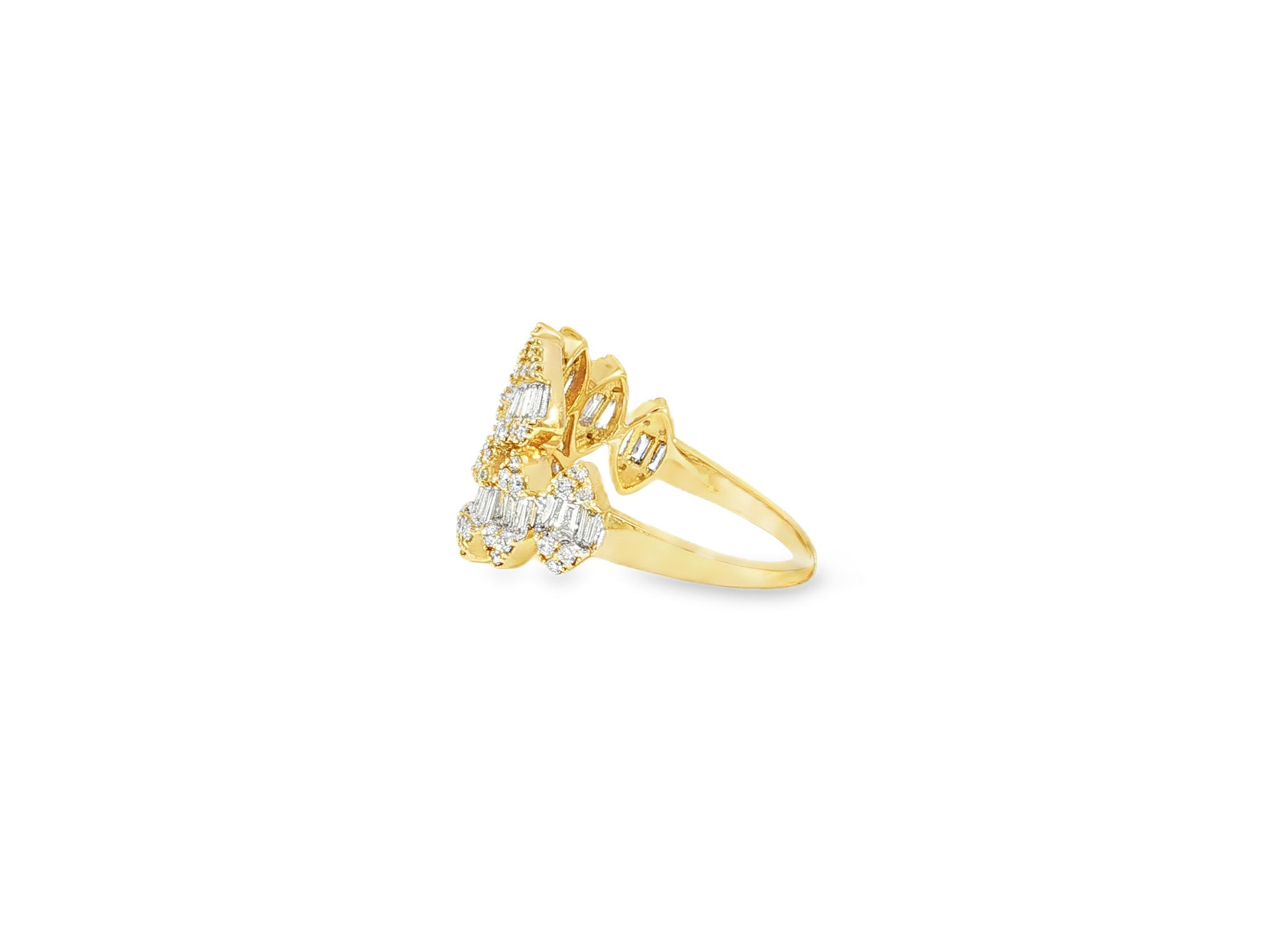 14k Gold Diamond Floral Eternity Ring with Baguette & Round 1.10ct - AVI THE JEWELER