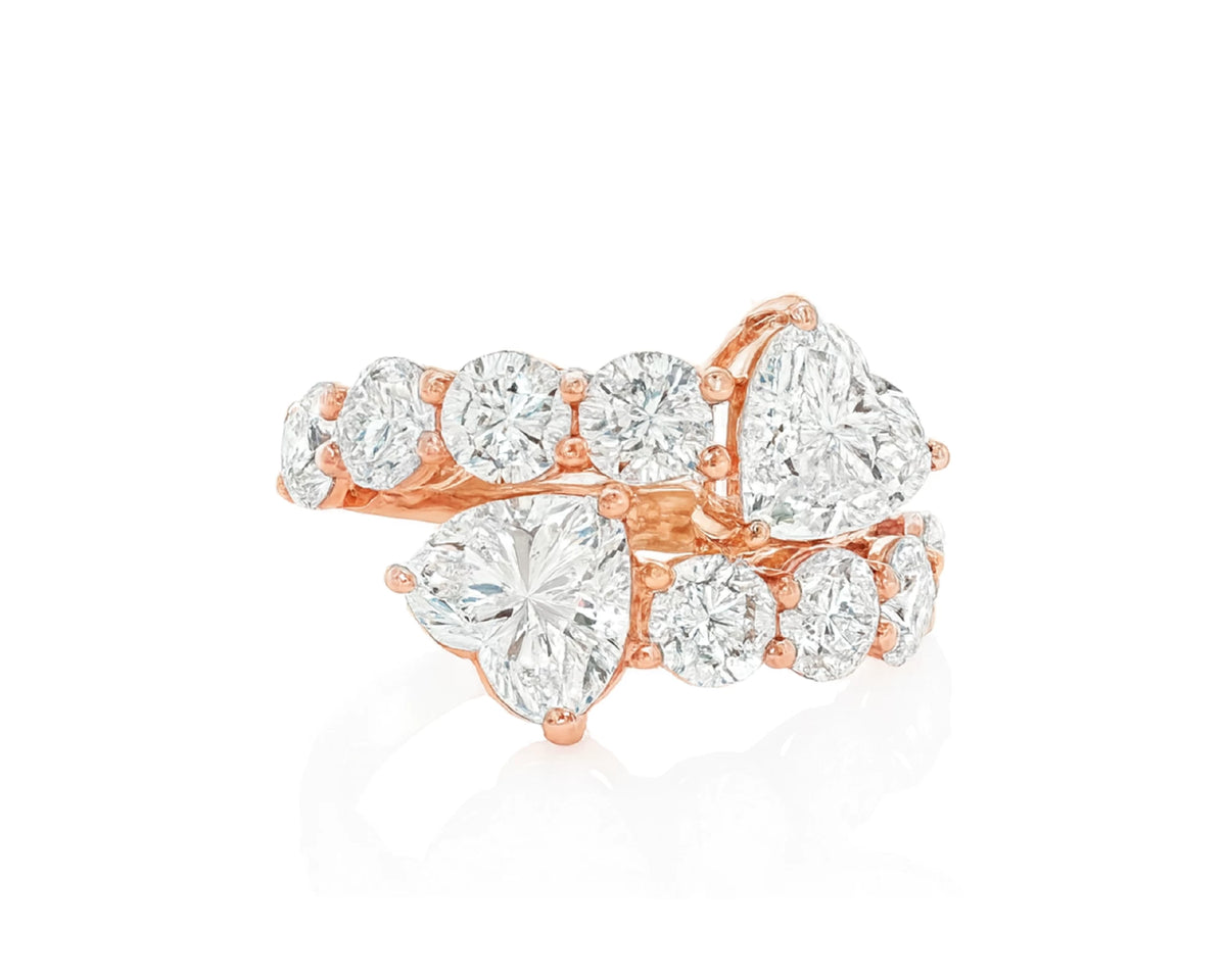 14K Gold Diamond Heart Cut Multi Wrap Ring 4.60 CT – lifestyle 1846