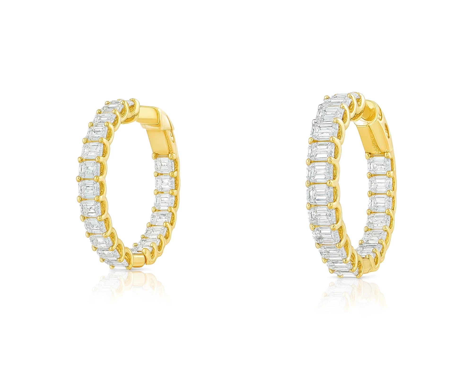 14K Gold Diamond Hoop Earrings with Emerald-Cut 5.86ct – lifestyle 3290