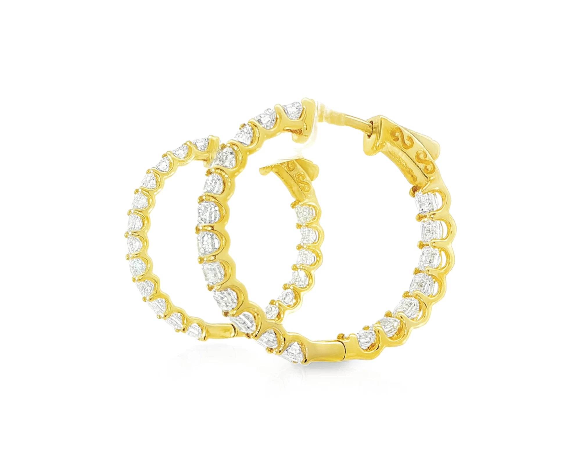 14K Gold Diamond Hoop Earrings with Emerald-Cut 5.86ct – lifestyle 3293