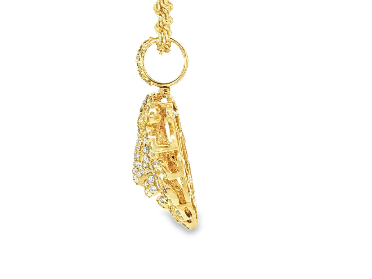 14k Gold Diamond Lion Head Pendant with Ruby Eyes 2.45ct - AVI THE JEWELER