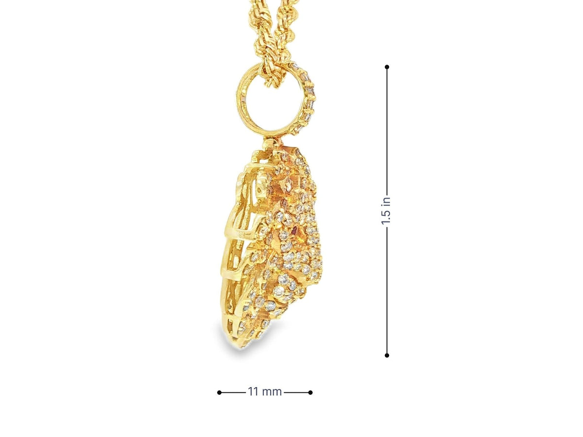 14k Gold Diamond Lion Head Pendant with Ruby Eyes 2.45ct - AVI THE JEWELER