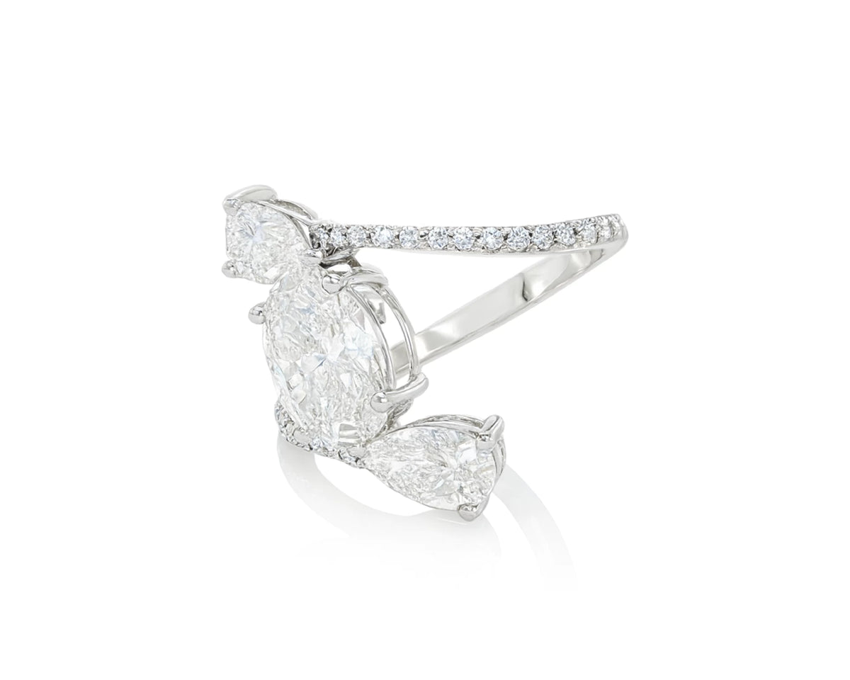 14k Gold Diamond Open Wrap Ring with Oval & Round-Cut Design 2.75ct – lifestyle 1732