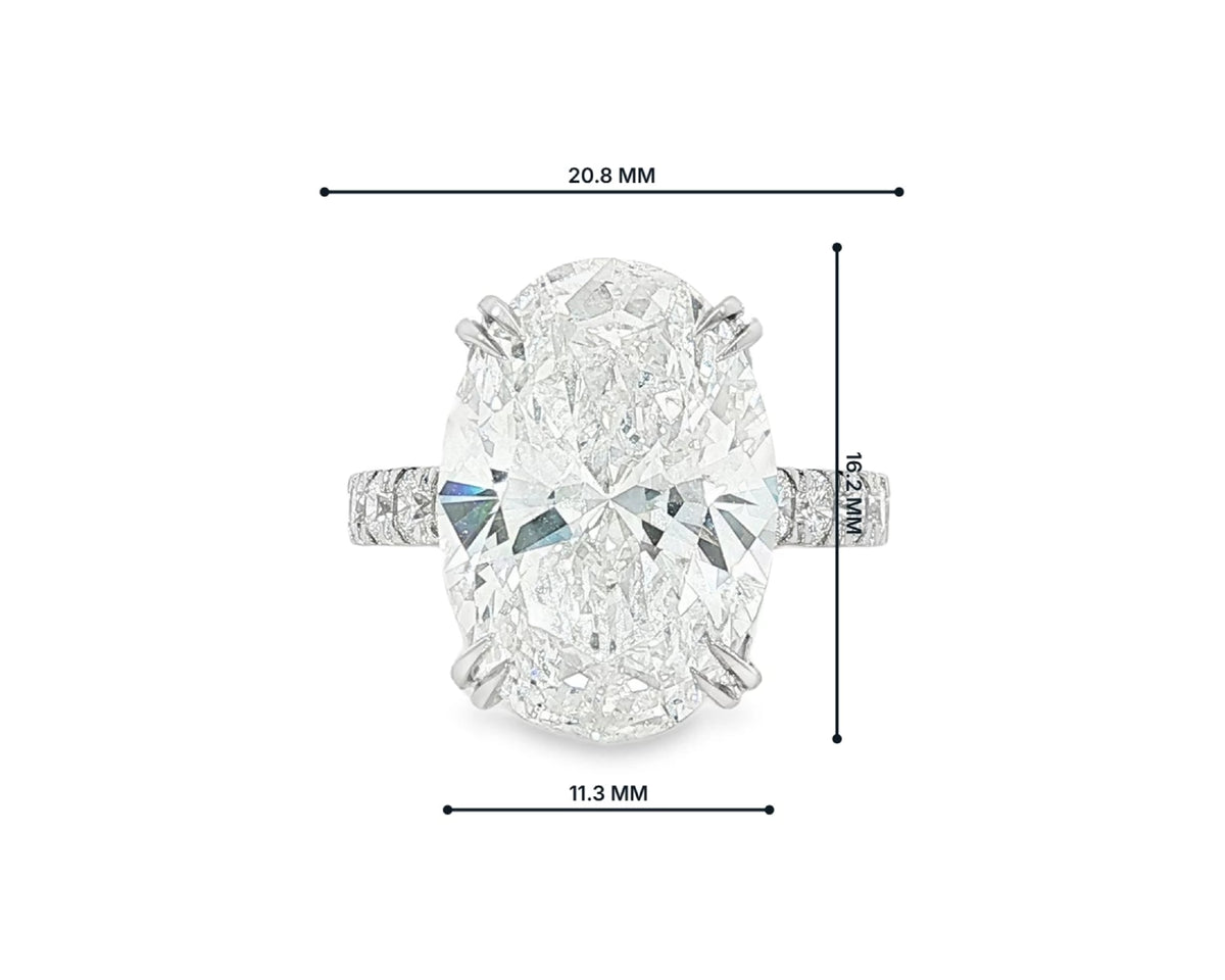14k Gold Diamond Oval-Cut Solitaire Ring with Pavé Band 9.13 CT – lifestyle 3051