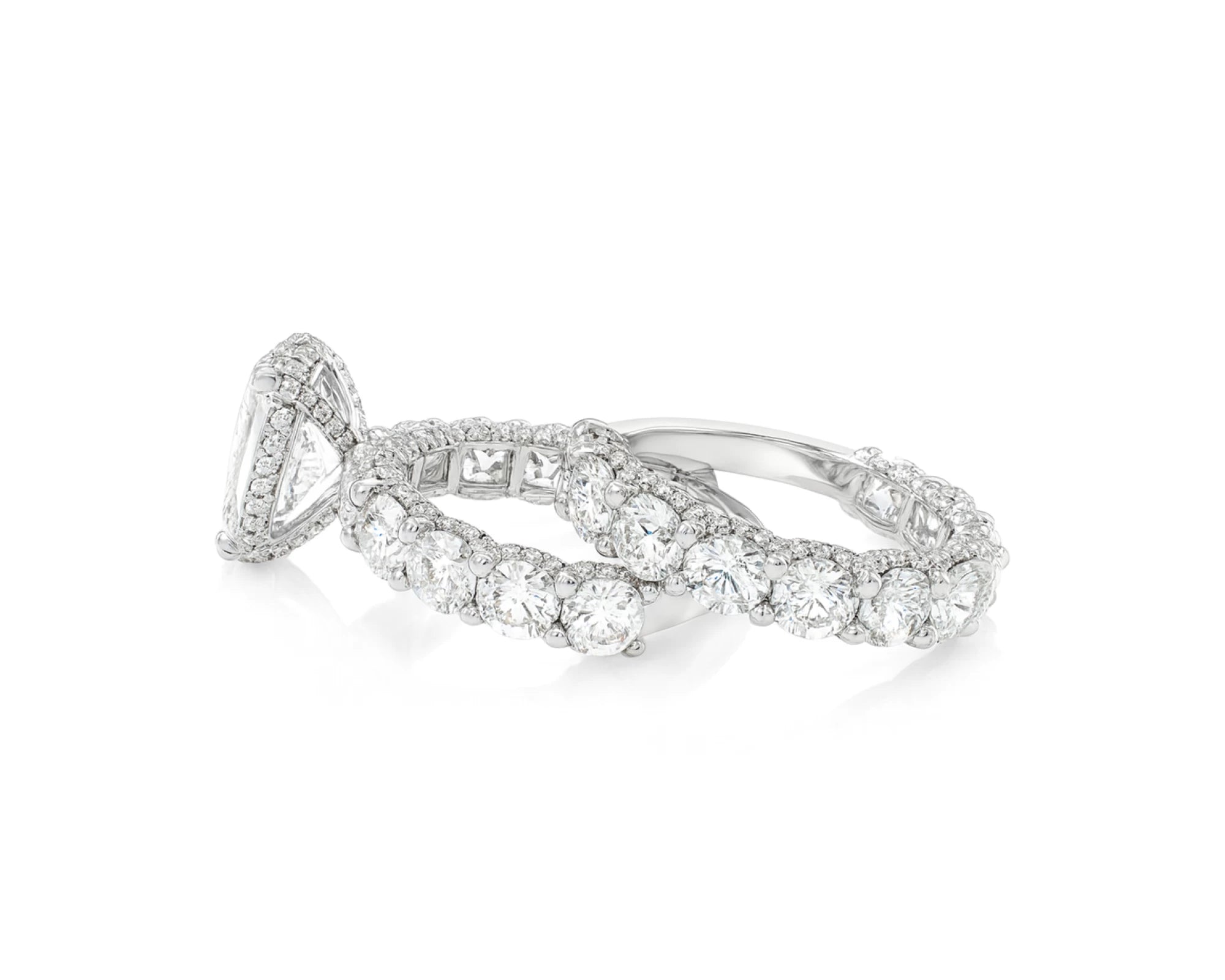 14k Gold Diamond Oval Double Row Band Engagement Ring Set 12.3ct – lifestyle 1938