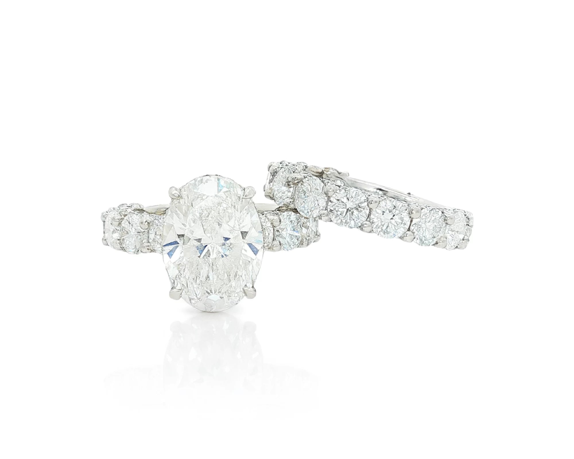 14k Gold Diamond Oval Double Row Band Engagement Ring Set 12.3ct – lifestyle 1939