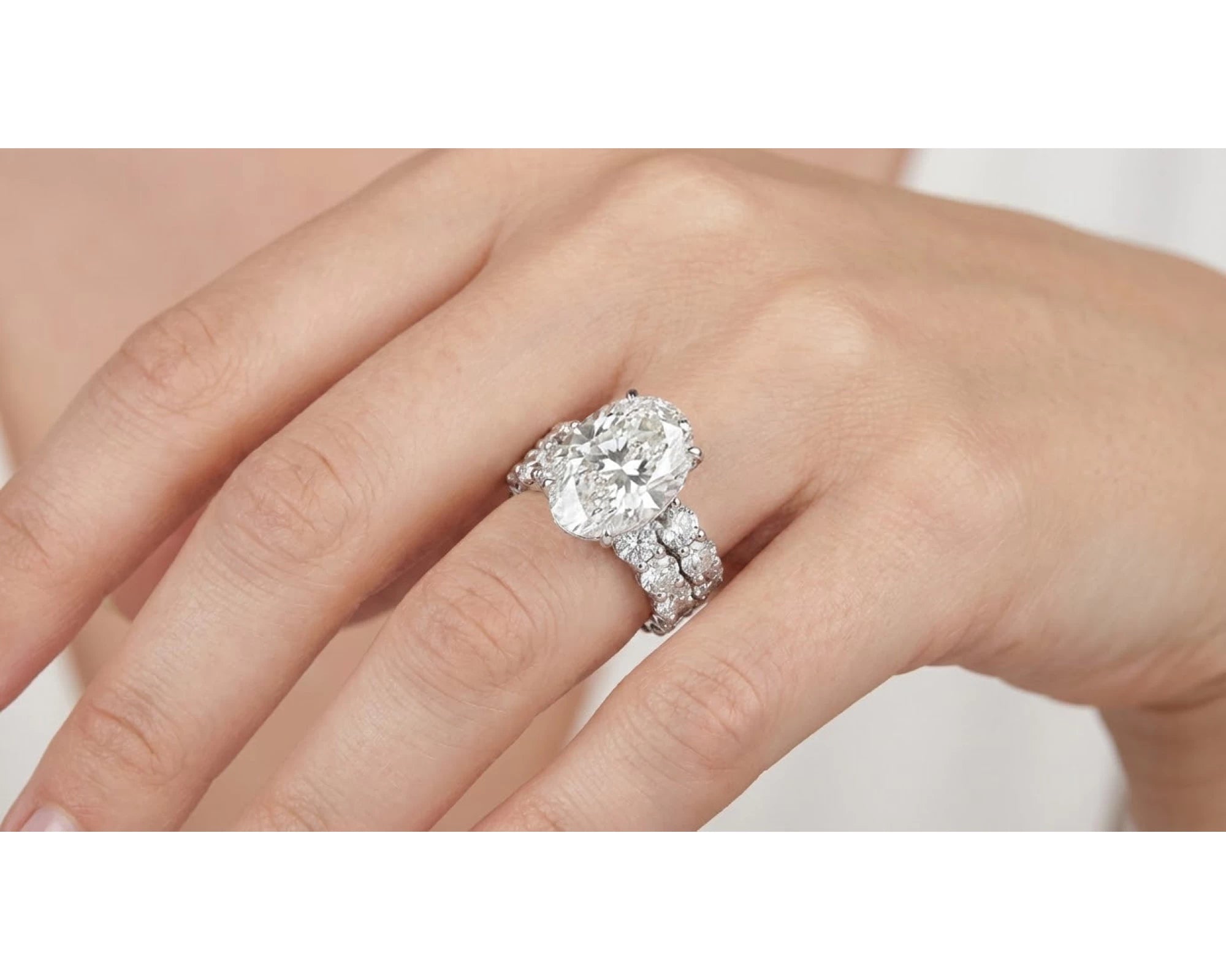 14k Gold Diamond Oval Double Row Band Engagement Ring Set 12.3ct – view 2