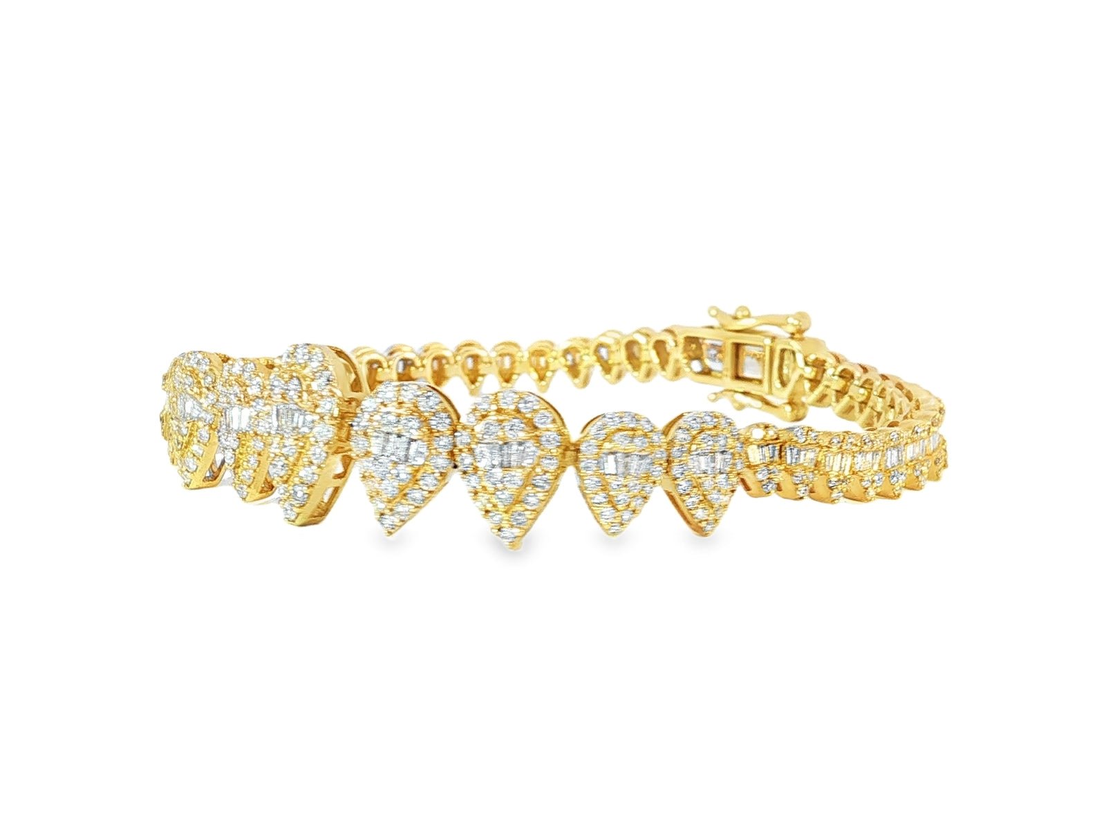 14k Gold Diamond Pear Bracelet with Elegant Design 3.25ct - AVI THE JEWELER